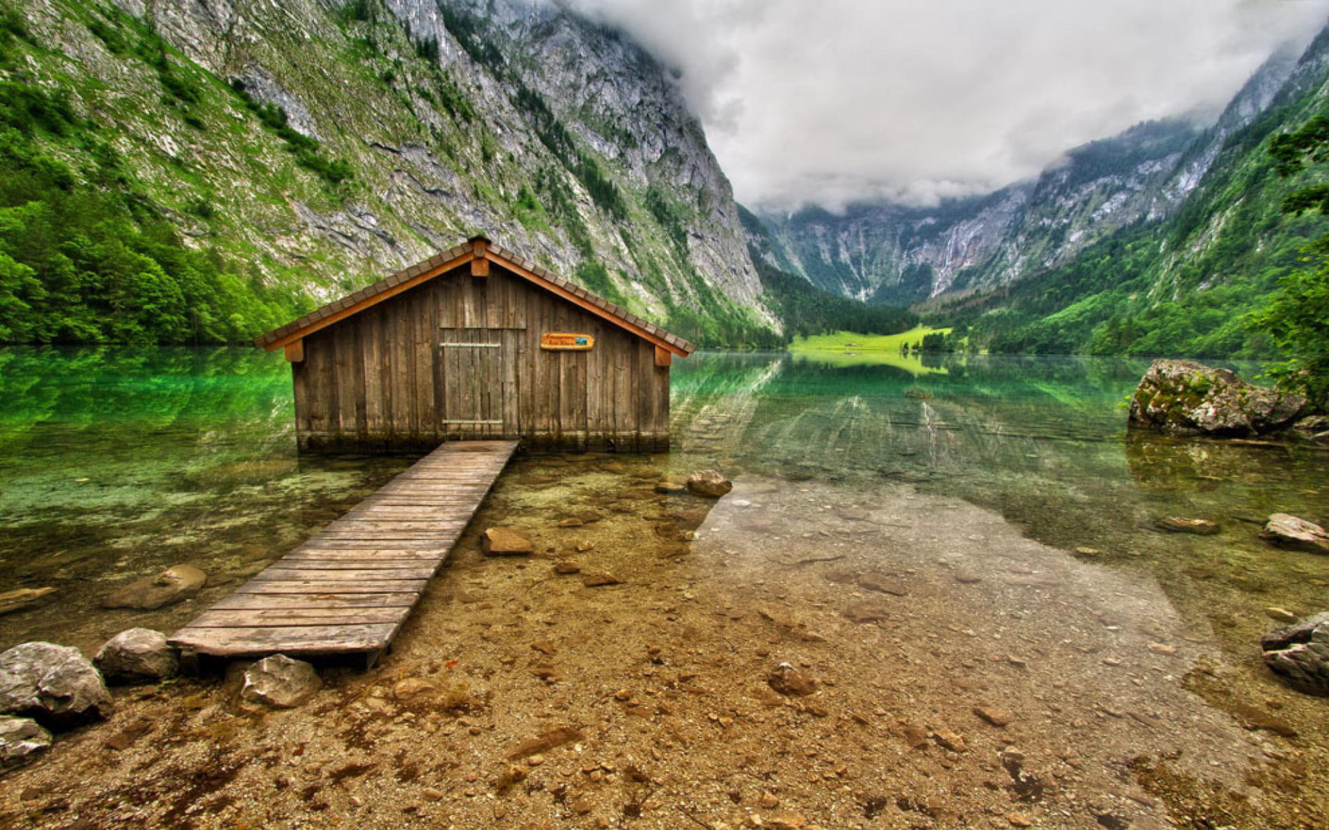 germany, 1080P, wooden, desktop, park, lake, national, bavaria, berchtesgaden, mountain, south, house, obersee, HD Wallpaper