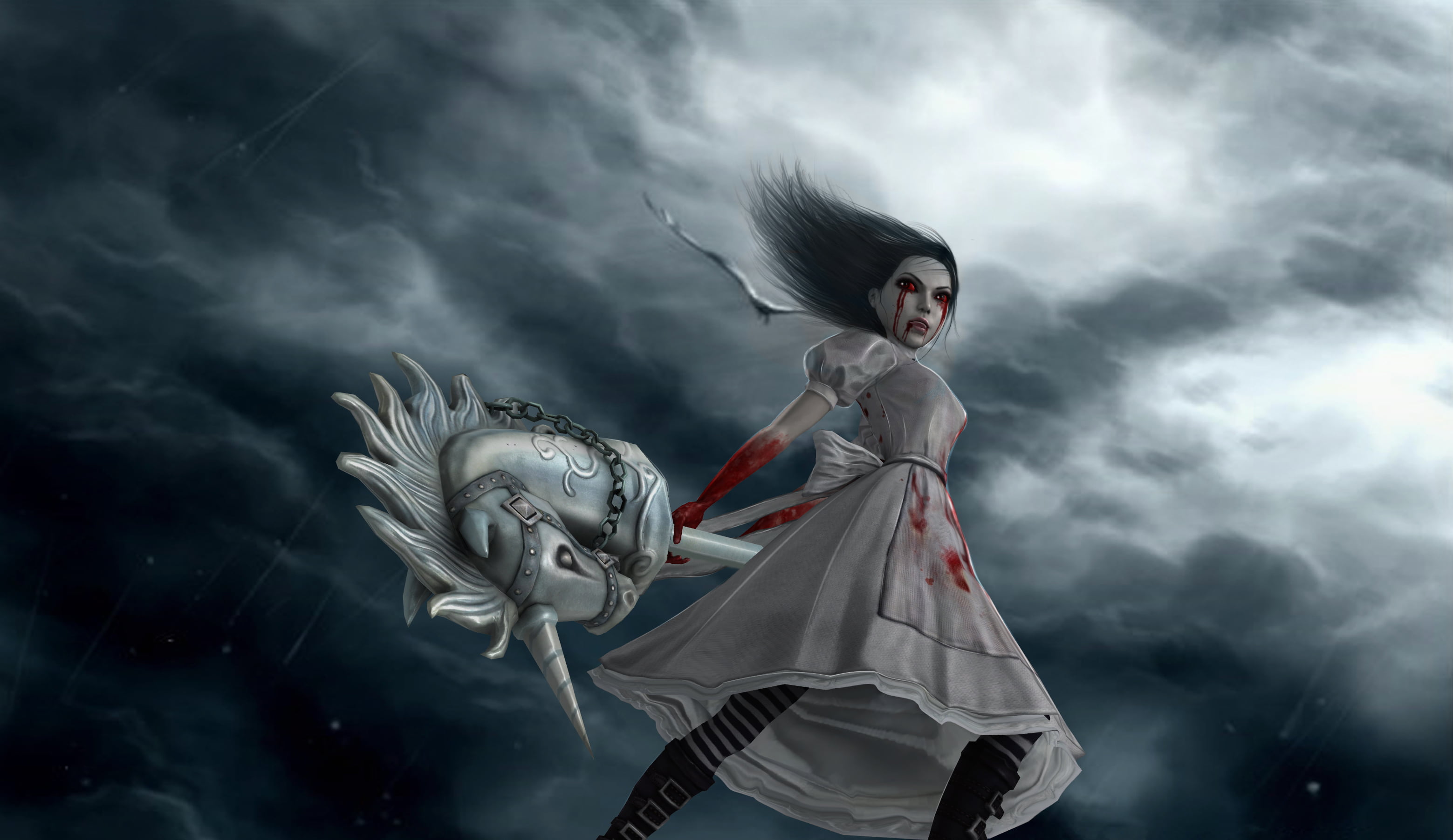 cloud - Sky, one Person, girl, men, freedom, standing, staff, nature, fashion, fantasy, art and craft, 2K, futuristic, adult, cape, overcast, storm, beauty, HD Wallpaper