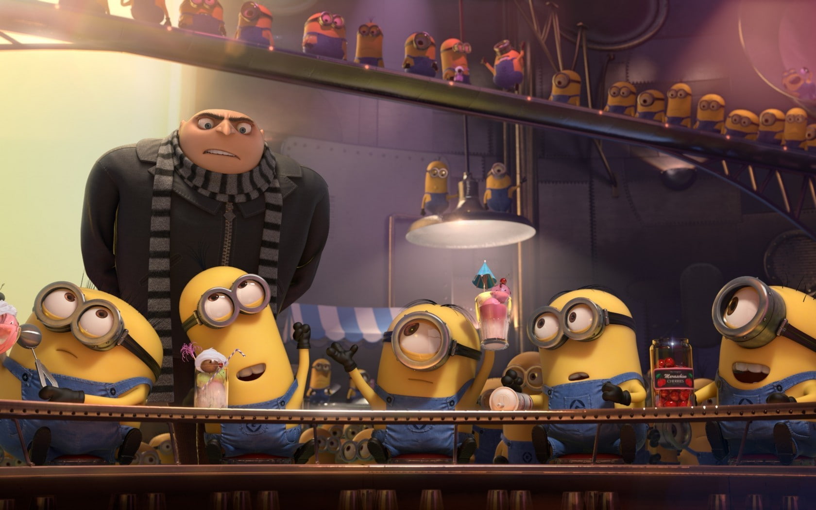 movie, despicable, minion, minion Despicable Me 2, cocktails, 720P, yellow, HD Wallpaper