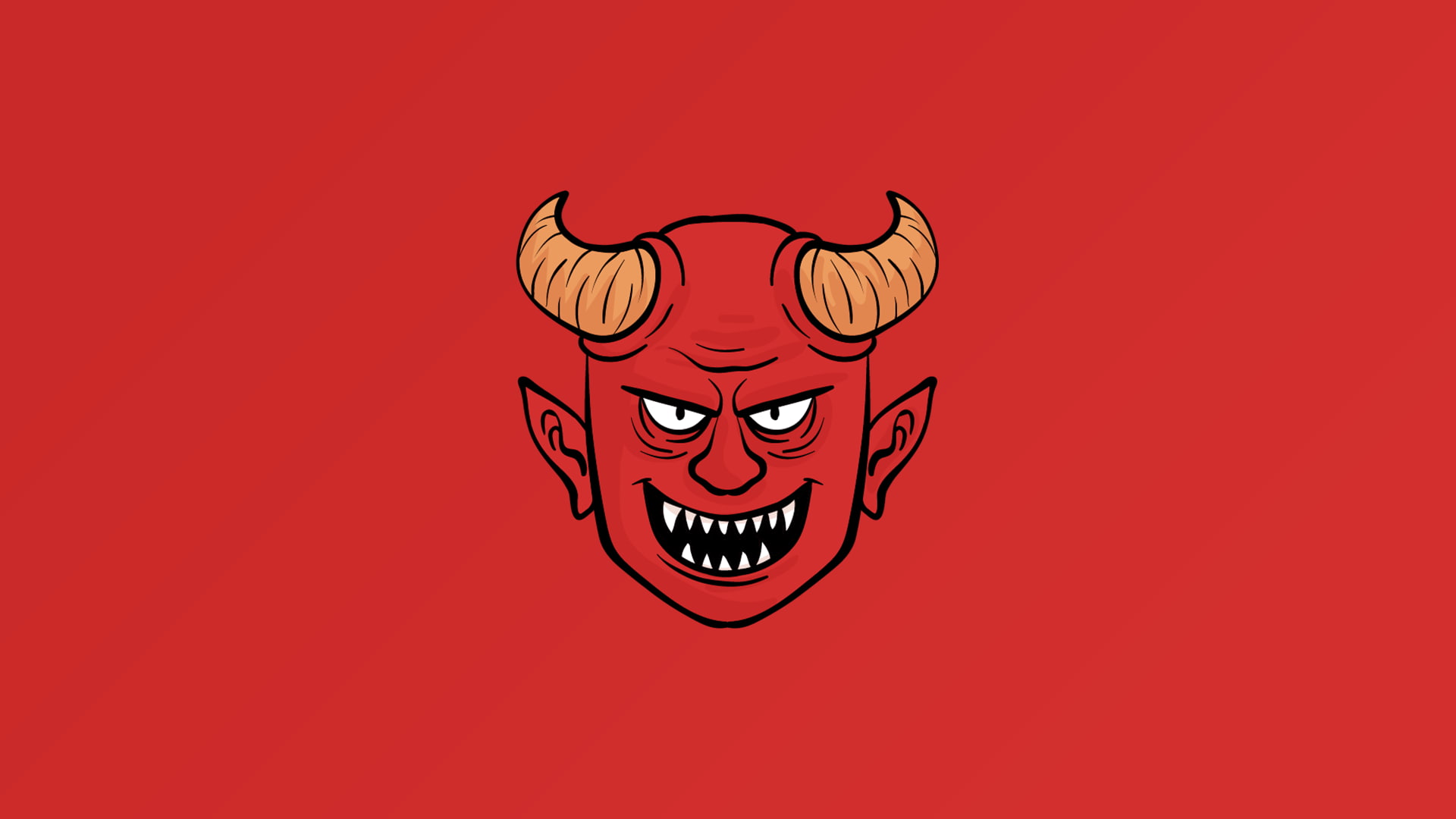 digital, 1080P, horns, simple background, red background, Satan, HD Wallpaper