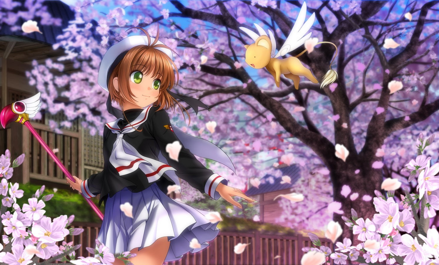 three quarter length, standing, hairstyle, purple, Kinomoto Sakura, Card Captor Sakura, lifestyles, leisure activity, growth, adult, real people, one person, HD Wallpaper