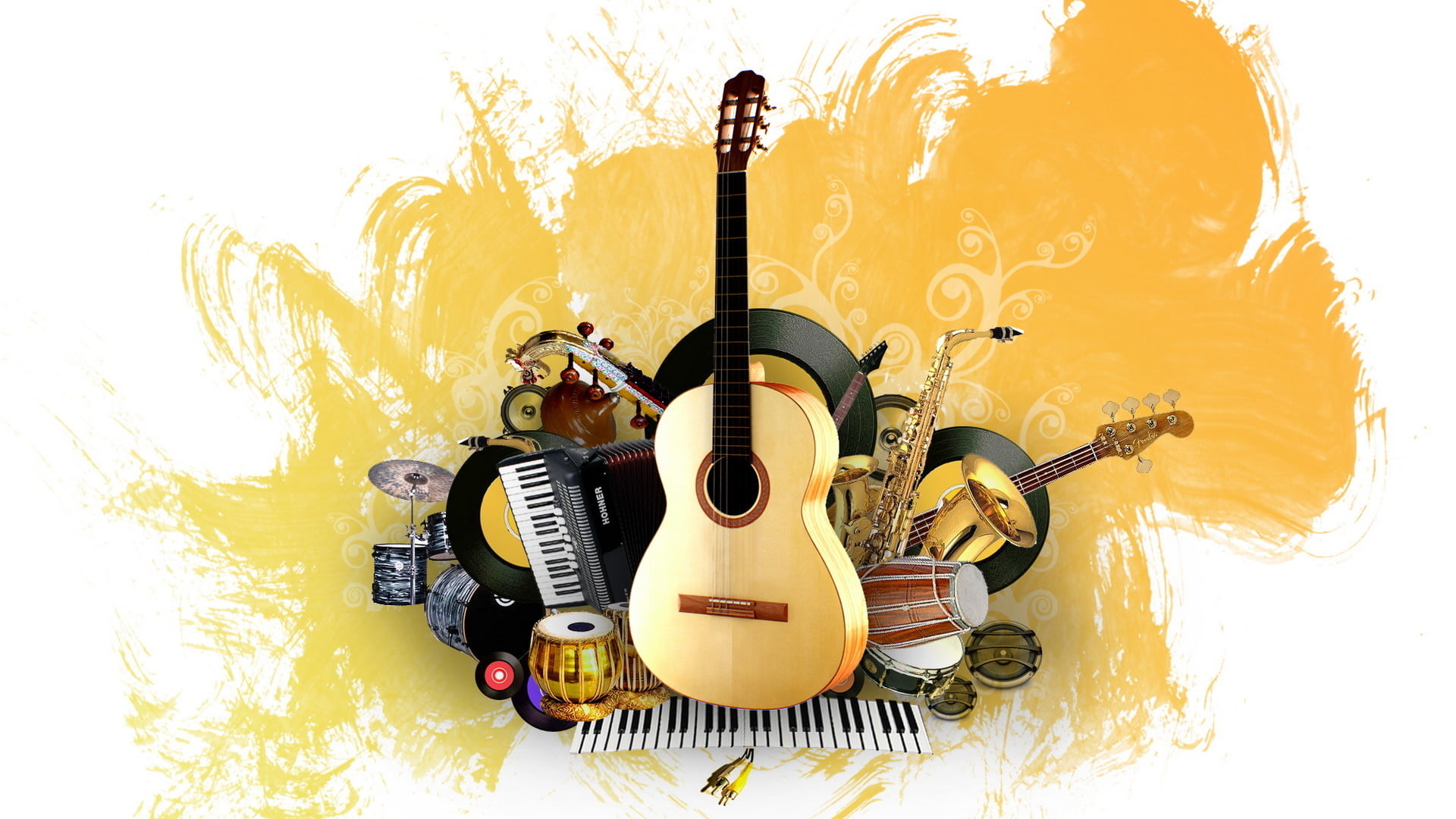 design, musical equipment, artist, fun, people, audio, musician, string instrument, bass guitar, style, silhouette, high angle view, white background, cut out, HD Wallpaper
