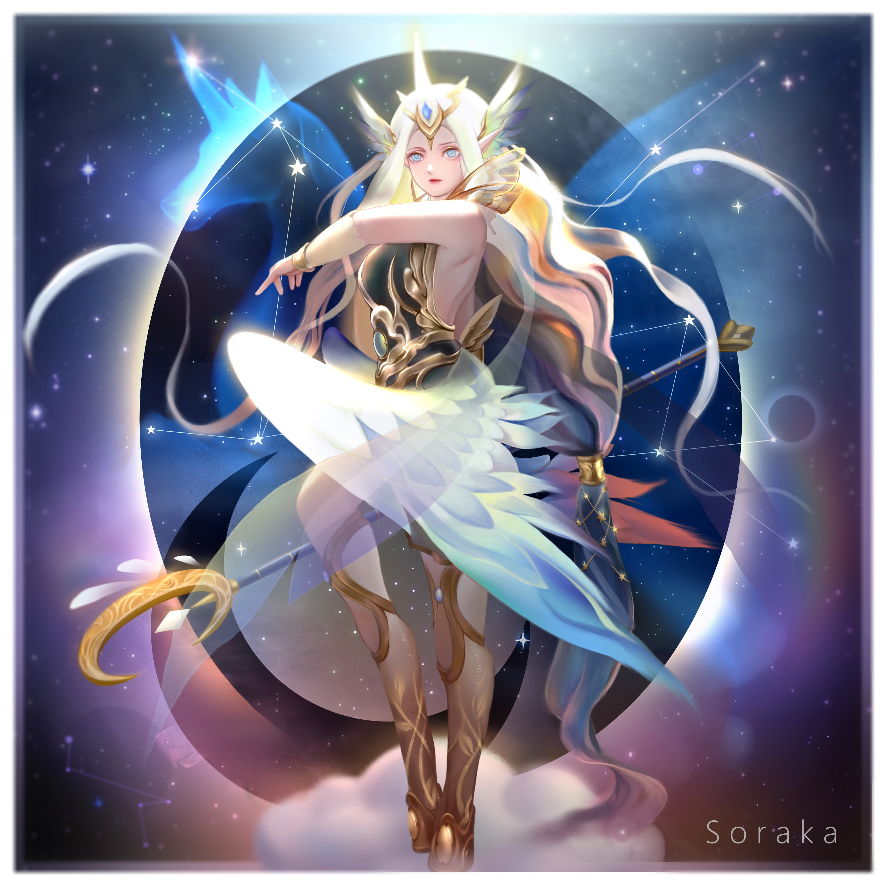 creativity, women, dancing, night, digital composite, multi colored, blue, illuminated, 2K, human representation, nature, art and craft, one person, Soraka (League of Legends), Phone HD Wallpaper
