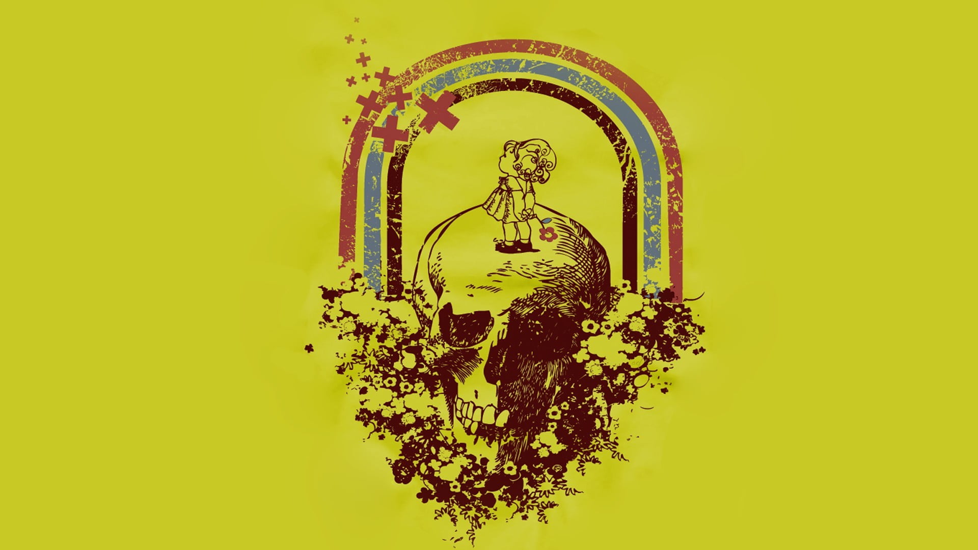the past, creativity, art and craft, representation, 1080P, artwork, studio shot, human representation, skull, nature, simple background, rainbow, colored background, HD Wallpaper