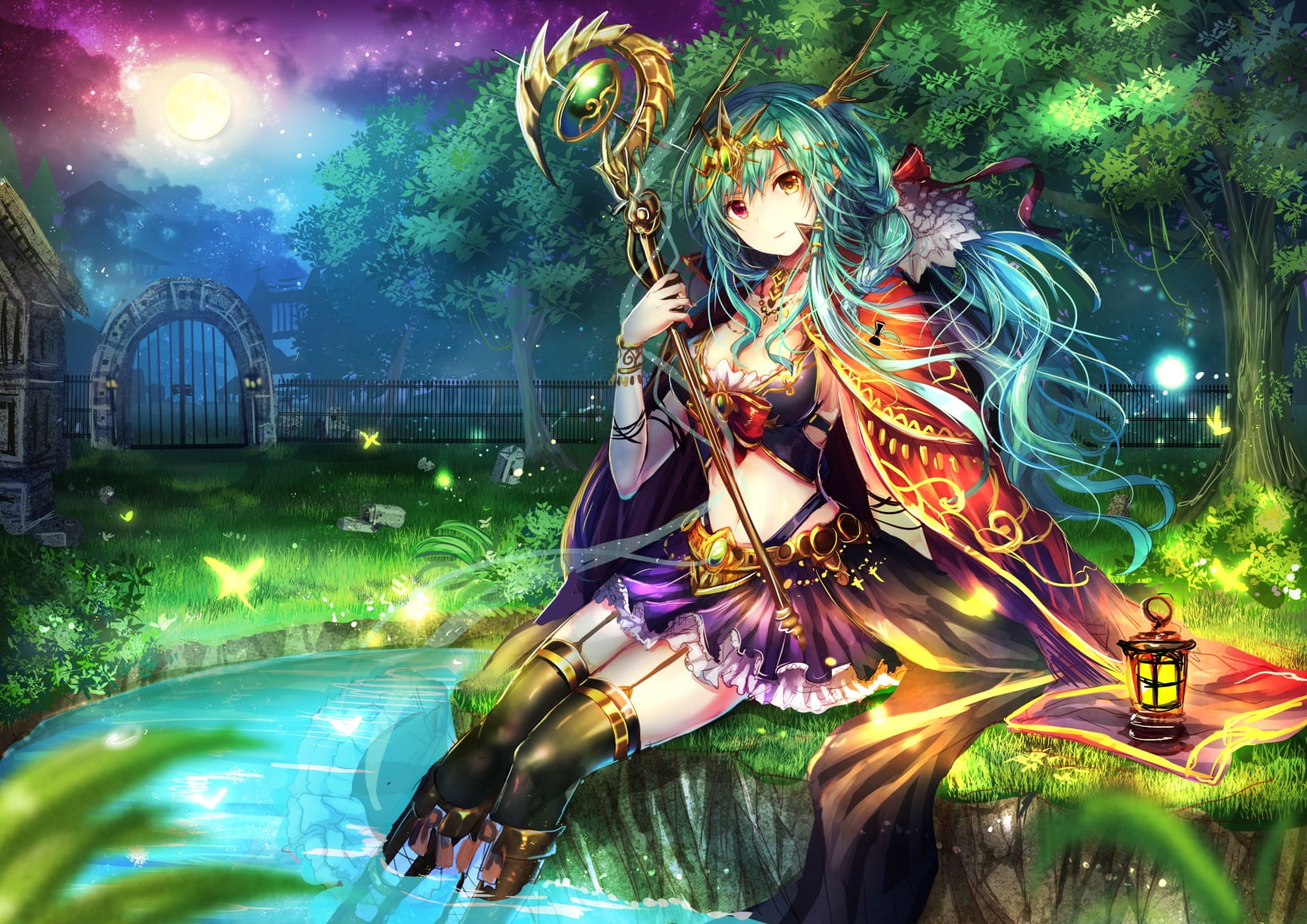 plant, human representation, building exterior, night, architecture, craft, anime, built structure, arts culture and entertainment, art and craft, amusement park ride, HD Wallpaper