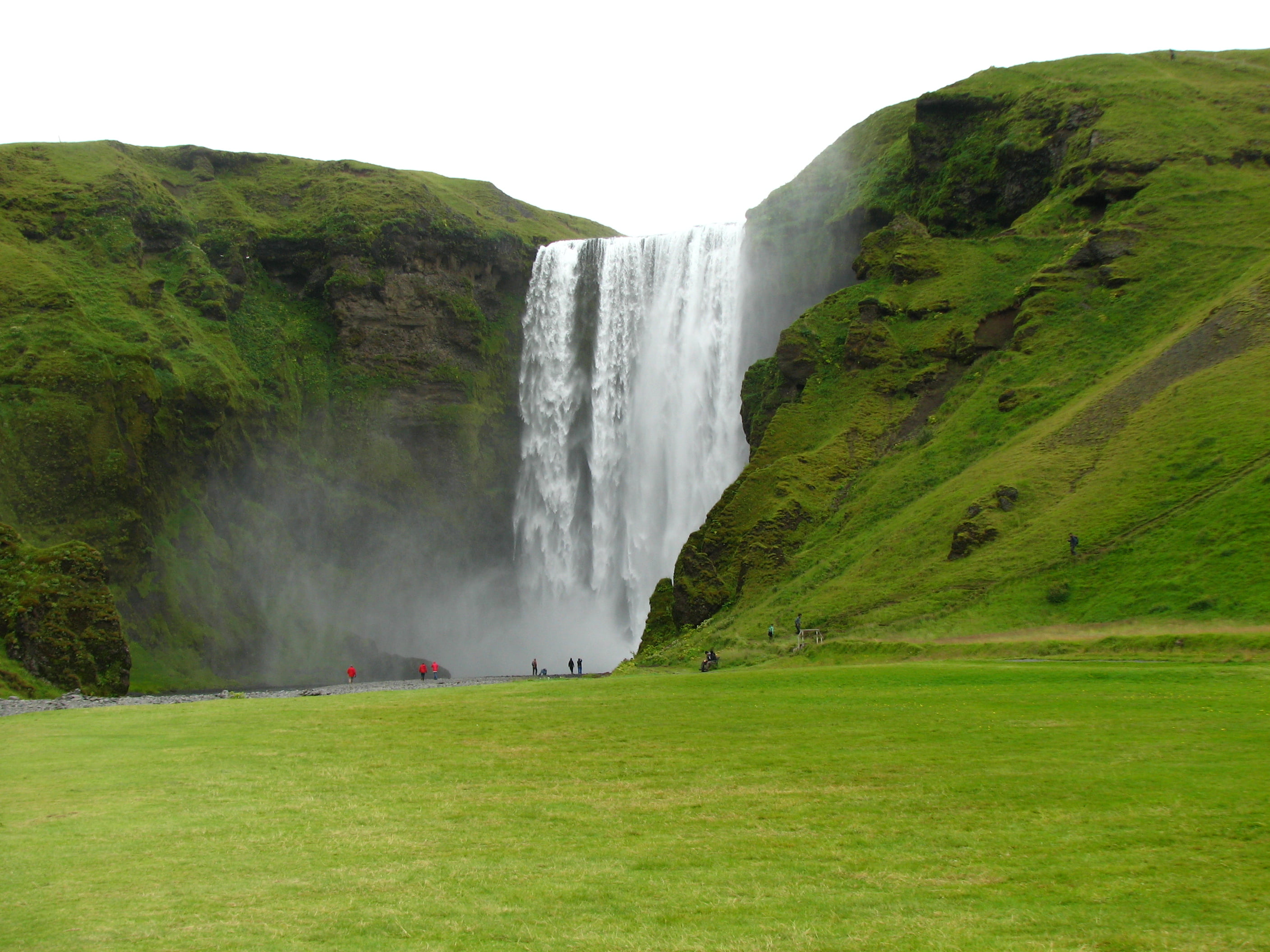 landscape, road trip, Skógafoss, Falls, water, 2K, waterfall, europe, scenics, nature, iceland, green Color, Skogafoss, HD Wallpaper