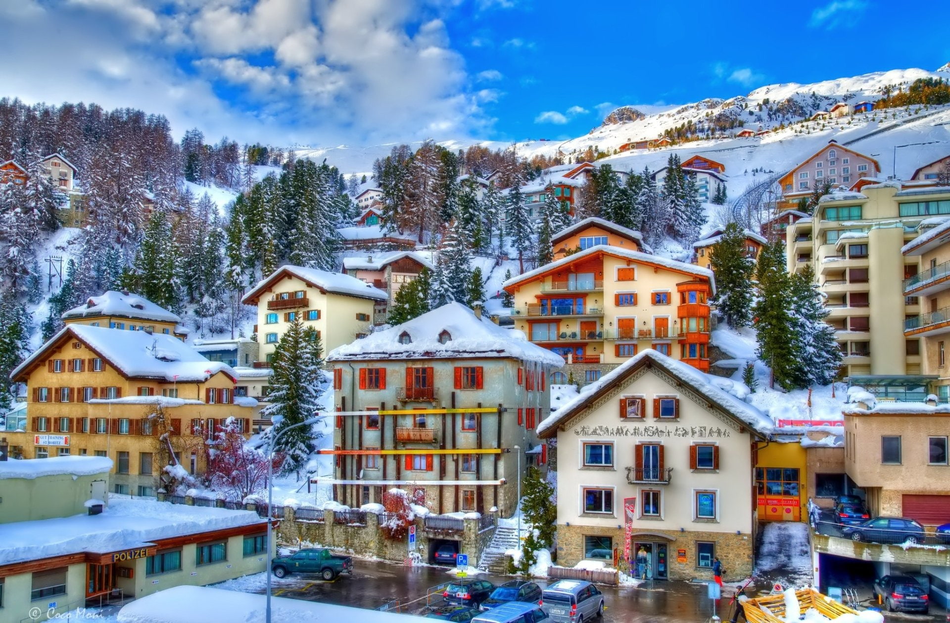St. Moritz, Winter, Switzerland, Snow, Towns, 1080P, HD Wallpaper