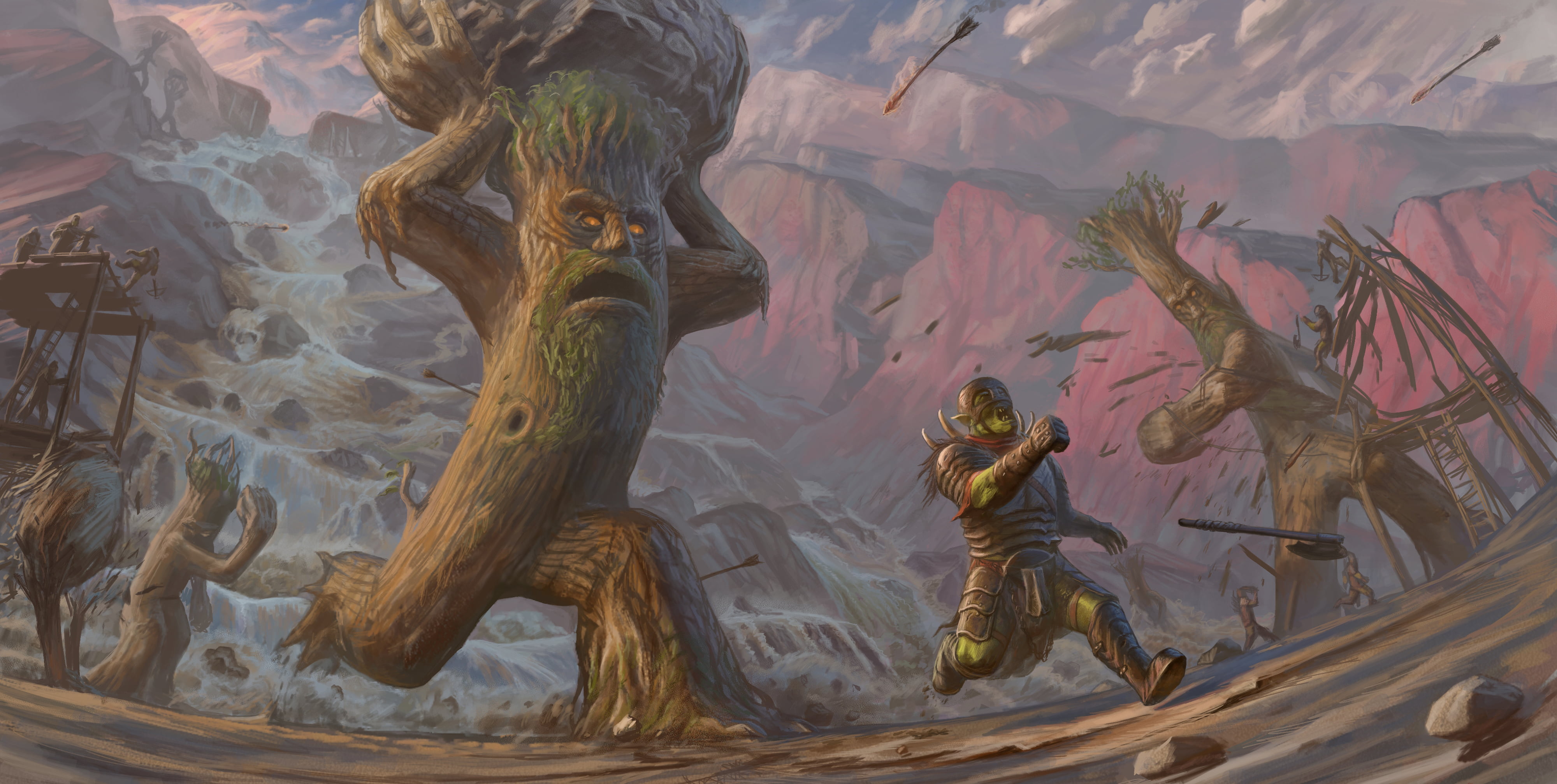 trees, representation, architecture, day, sculpture, animal, fantasy, the Lord of the rings, outdoors, orc, Isengard, human representation, no people, religion, HD Wallpaper