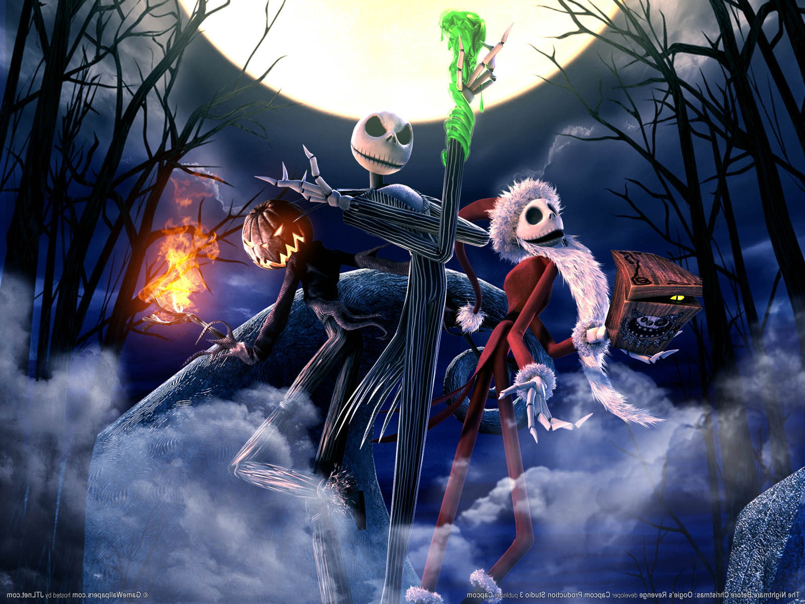 fire, tree, creativity, art and craft, people, male likeness, fire - natural phenomenon, flame, motion, nature, The Nightmare Before Christmas, 720P, Jack Skellington, HD Wallpaper
