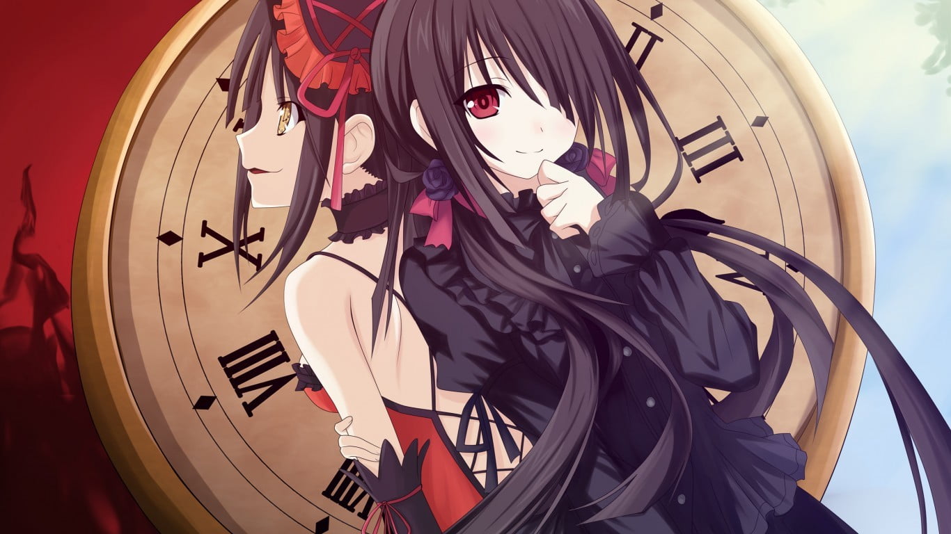 circle, indoors, no people, red, Date A Live, close-up, art and craft, Tokisaki Kurumi, 720P, anime, shape, anime girls, nature, day, purple, representation, HD Wallpaper