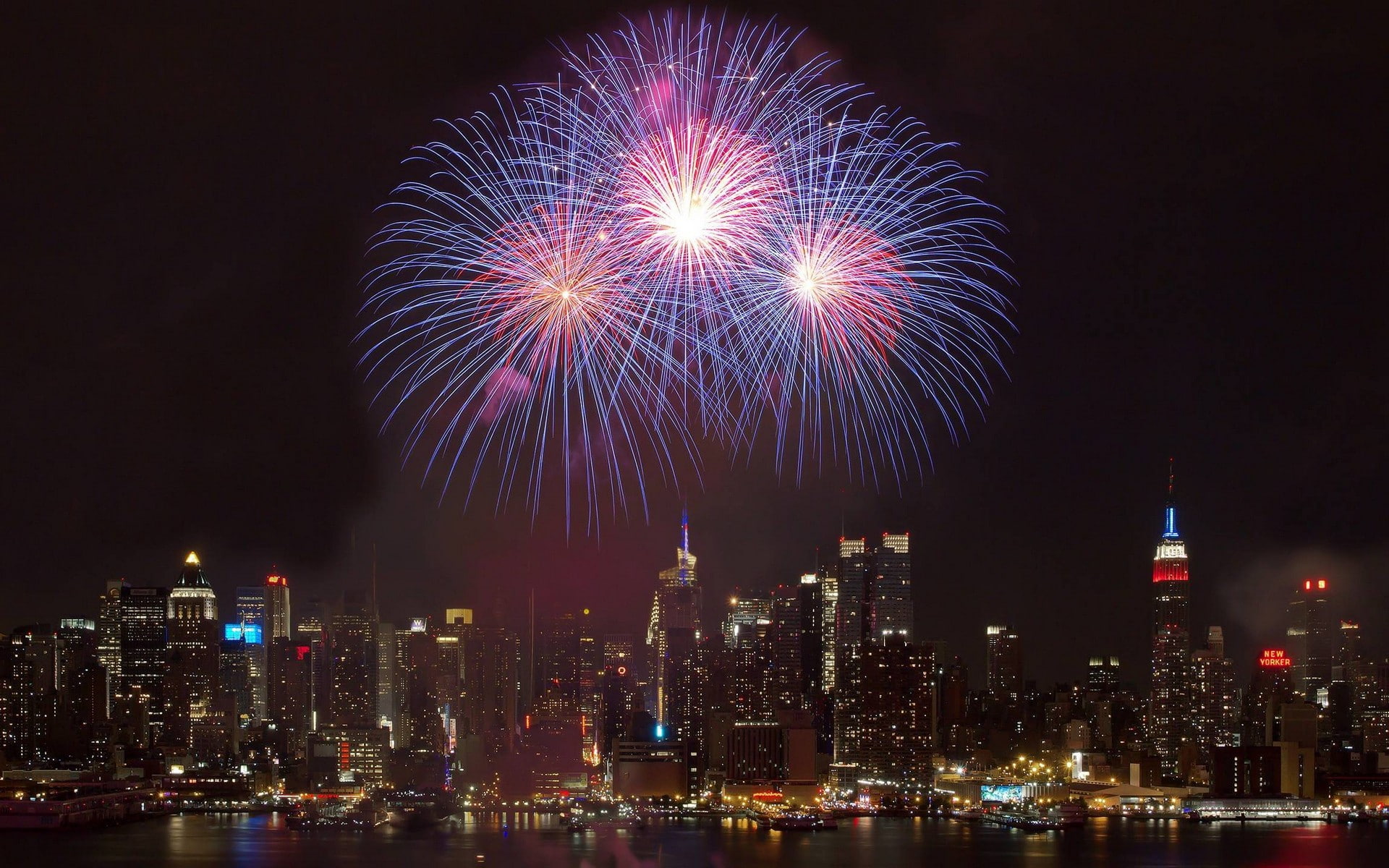 office building exterior, night, built structure, outdoors, sky, architecture, firework - man made object, financial district, city life, sparks, modern, HD Wallpaper