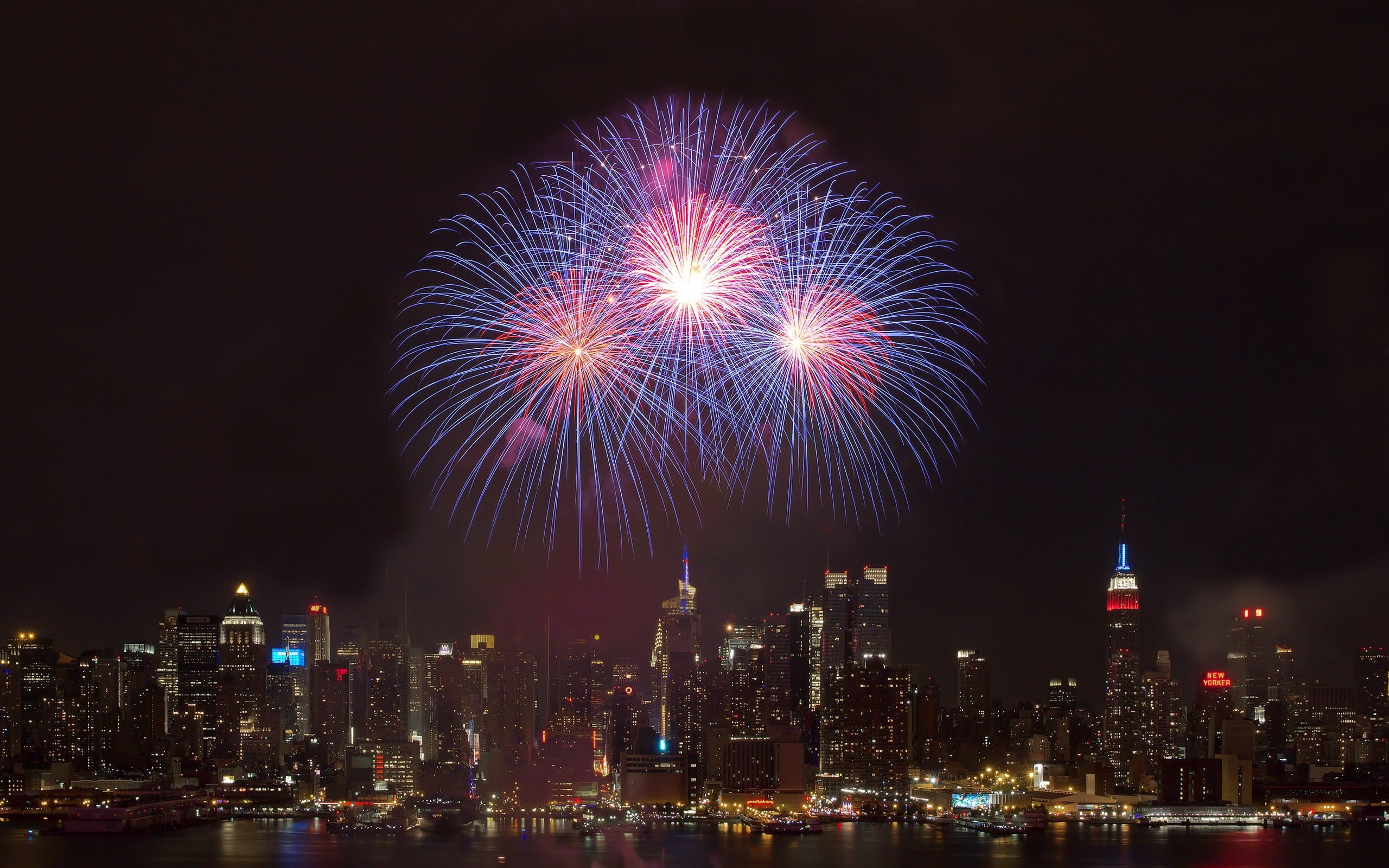 new Years Day, skyscraper, new Year, no people, built Structure, nature, event, landscape, igniting, city, urban Scene, illuminated, downtown District, HD Wallpaper
