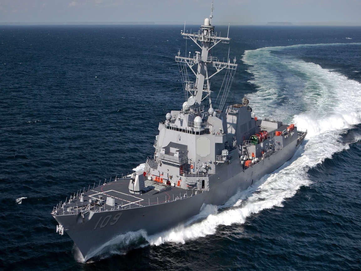 freight transportation, shipping, high angle view, outdoors, nature, navy, motion, warship, 480P, military training, day, Destroyer, military, vehicle, HD Wallpaper