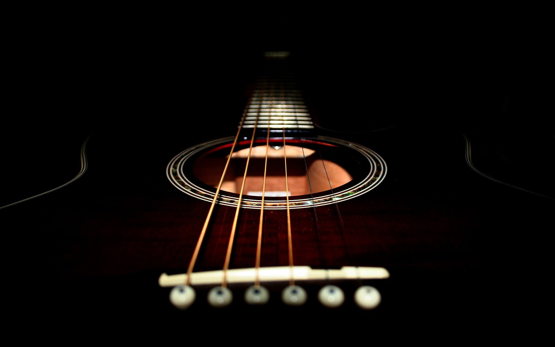 acoustic guitar, 1080P, string instrument, studio shot, musical instrument string, string, arts culture and entertainment, dark, illuminated, guitar, fretboard, HD Wallpaper