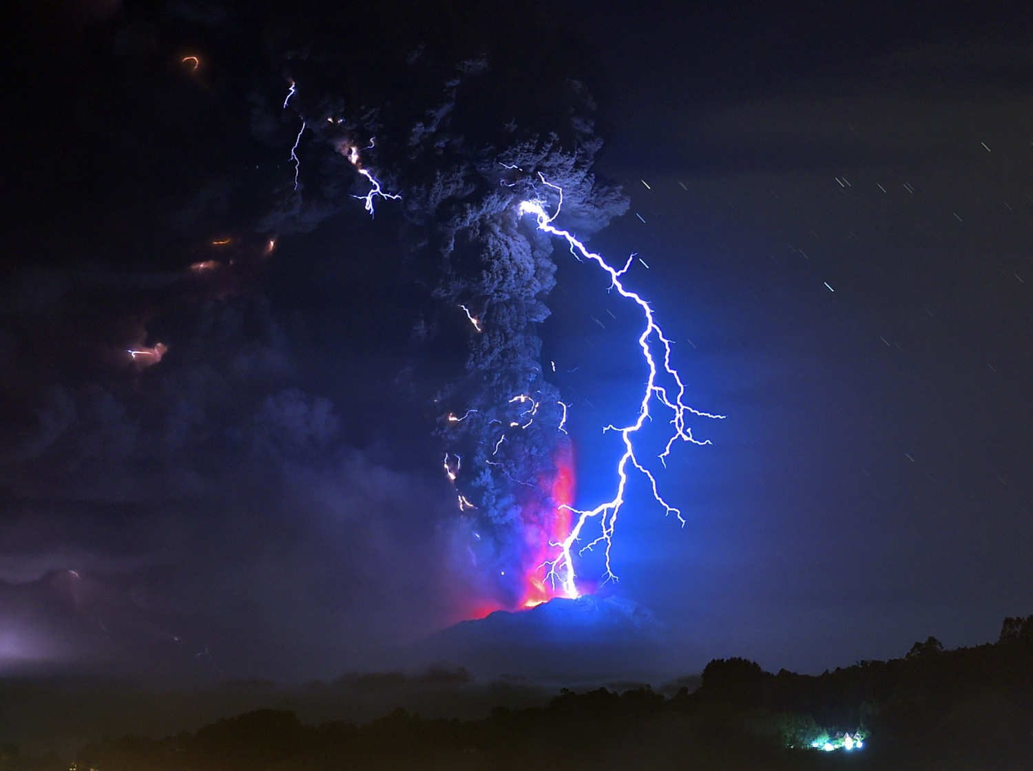 nature, 720P, volcano, lightning, HD Wallpaper