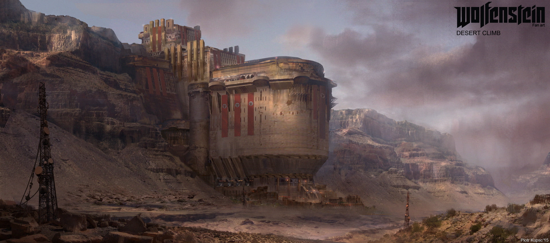 solid, desert, nature, no people, history, fog, building exterior, tourism, sky, rock - object, architecture, built structure, low angle view, 1080P, concept art, HD Wallpaper
