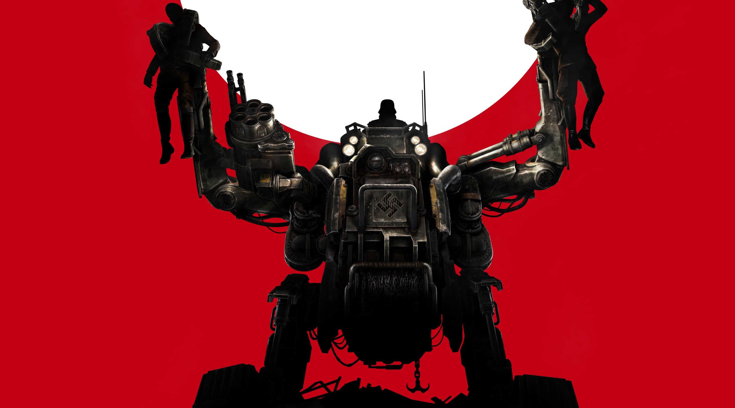 indoors, representation, human representation, copy space, red, people, creativity, architecture, red background, weapon, technology, wolfenstein the new order, HD Wallpaper