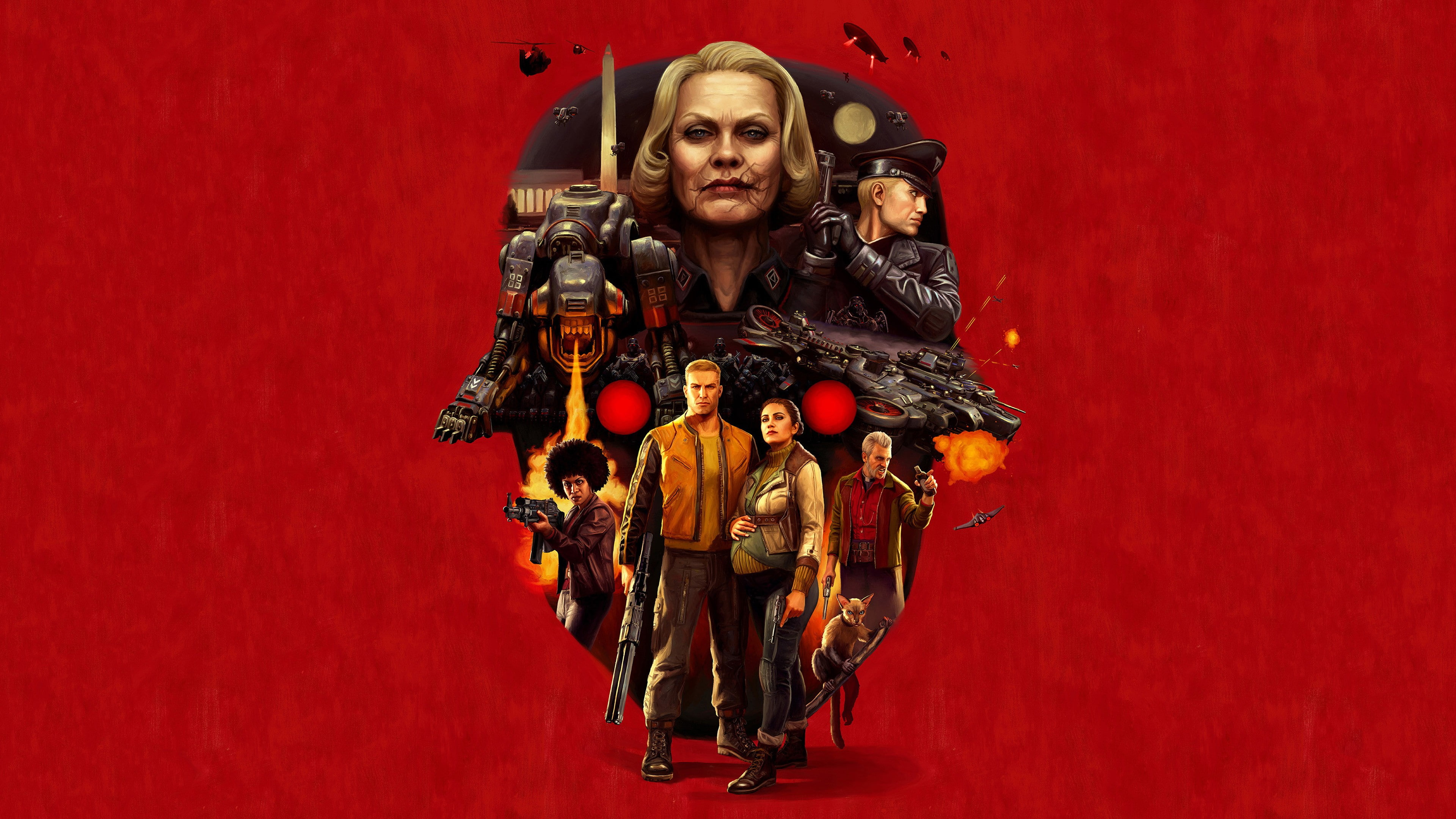 man, Wolfenstein 2: The New Colossus, cover, 4K, 4k, holding, rifle, poster, HD Wallpaper