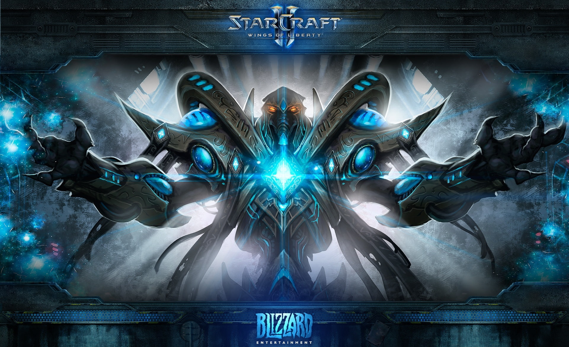 male likeness, architecture, representation, Starcraft, 1080P, belief, protoss, illuminated, sculpture, human representation, Games, indoors, futuristic, HD Wallpaper