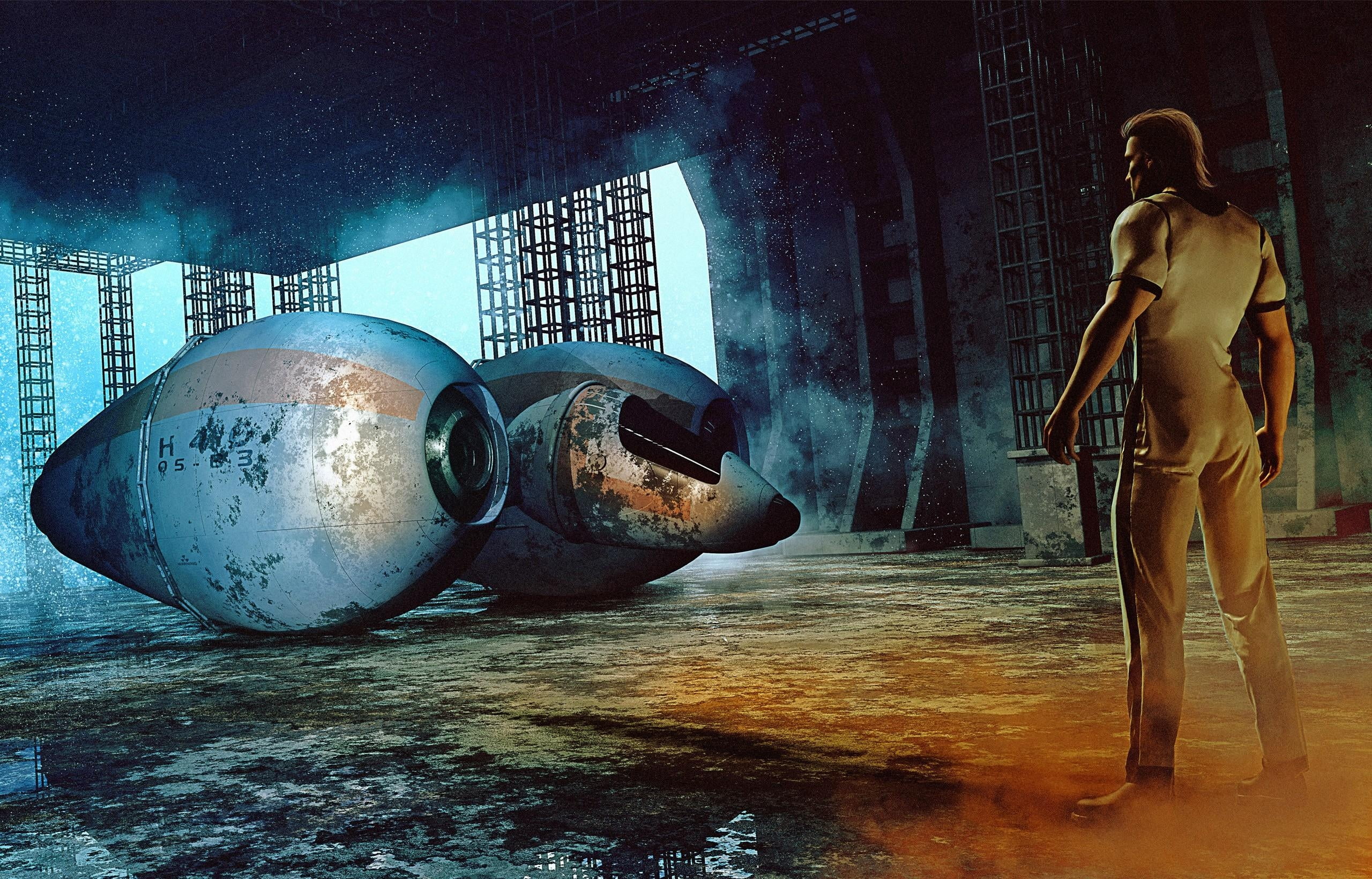 one Person, astronaut, walking, city, 2K, full length, men, rear view, building exterior, premises, lifestyles, standing, costume, man, indoors, ship, HD Wallpaper