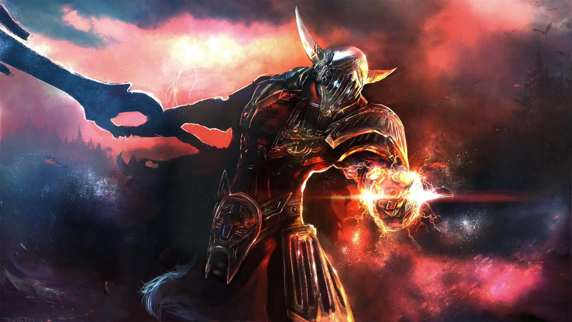 night, aggression, mask, burning, fire, people, disguise, headwear, arts culture and entertainment, 1080P, knight, red, warrior, motion, illuminated, Sven, HD Wallpaper