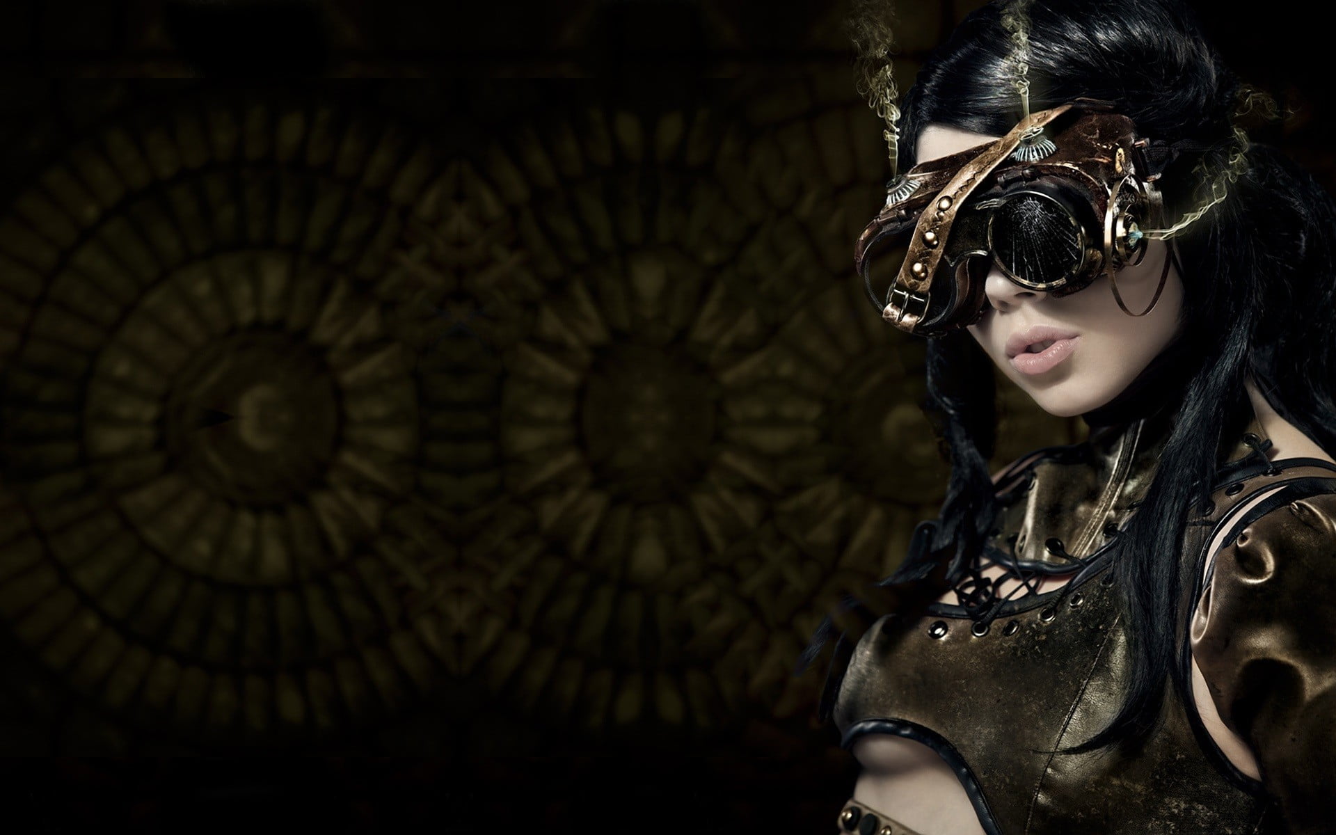 standing, steampunk, adult, beauty, 1080P, lifestyles, black color, young adult, brown, hair, women, one person, real people, young women, fantasy girl, HD Wallpaper