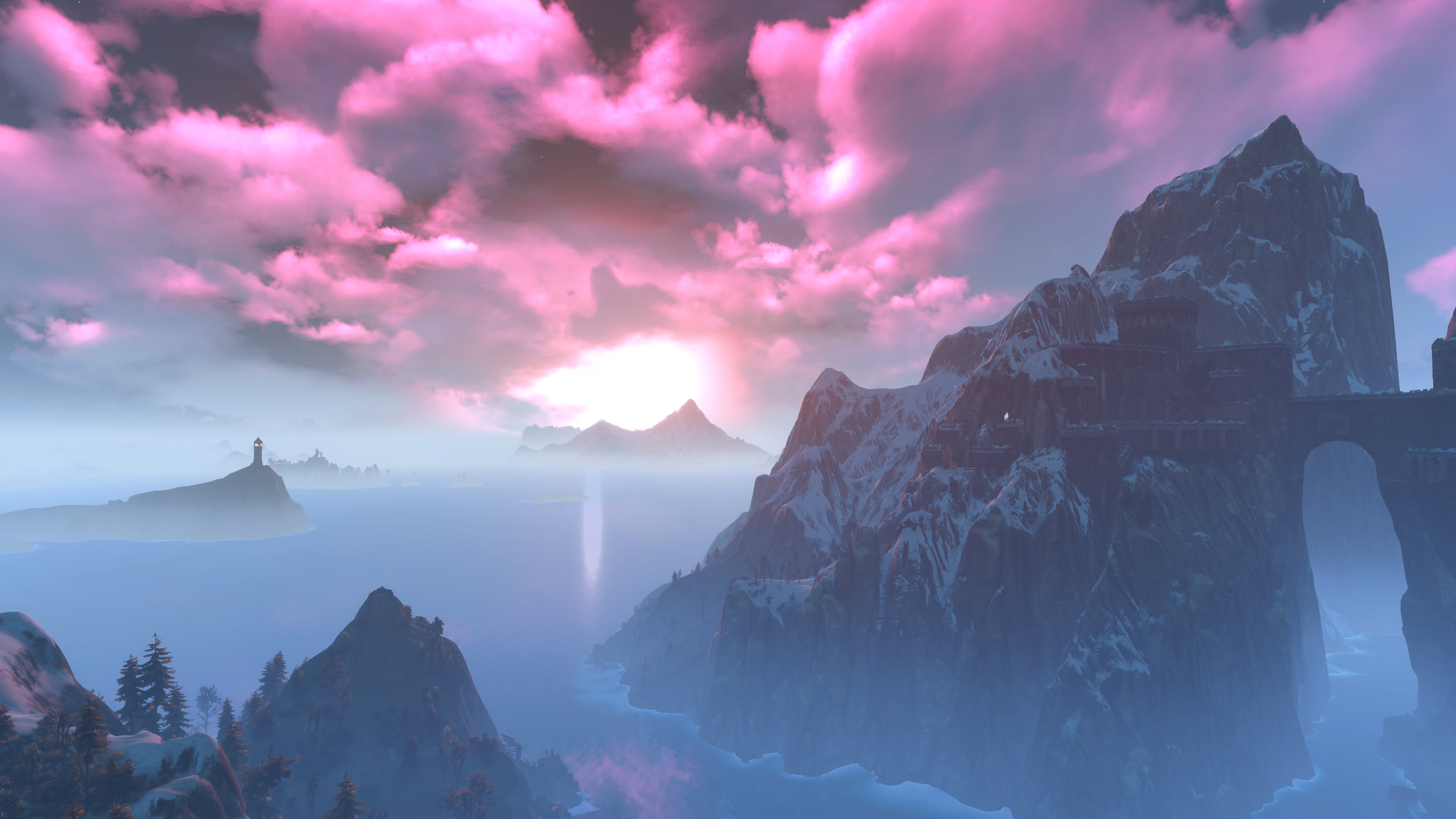 idyllic, nature, CD Projekt RED, outdoors, Geralt of Rivia, cloud - sky, tranquility, 8K, snow, screen shot, architecture, rock - object, rock, The Witcher, HD Wallpaper