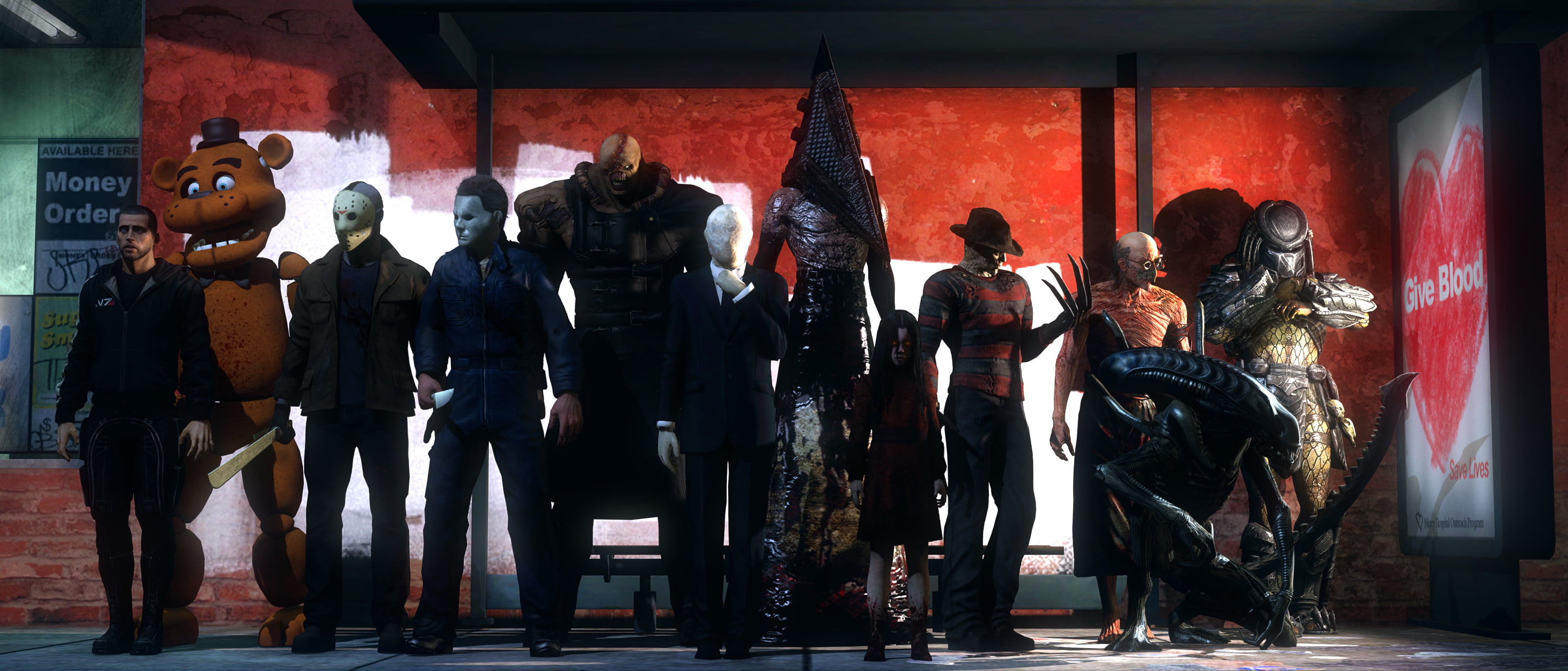 mannequin, Halloween, full length, alien, retail, crowd, editorial, silent hill, F.E.A.R, retail display, friday 13, characters, resident evil, statue, HD Wallpaper