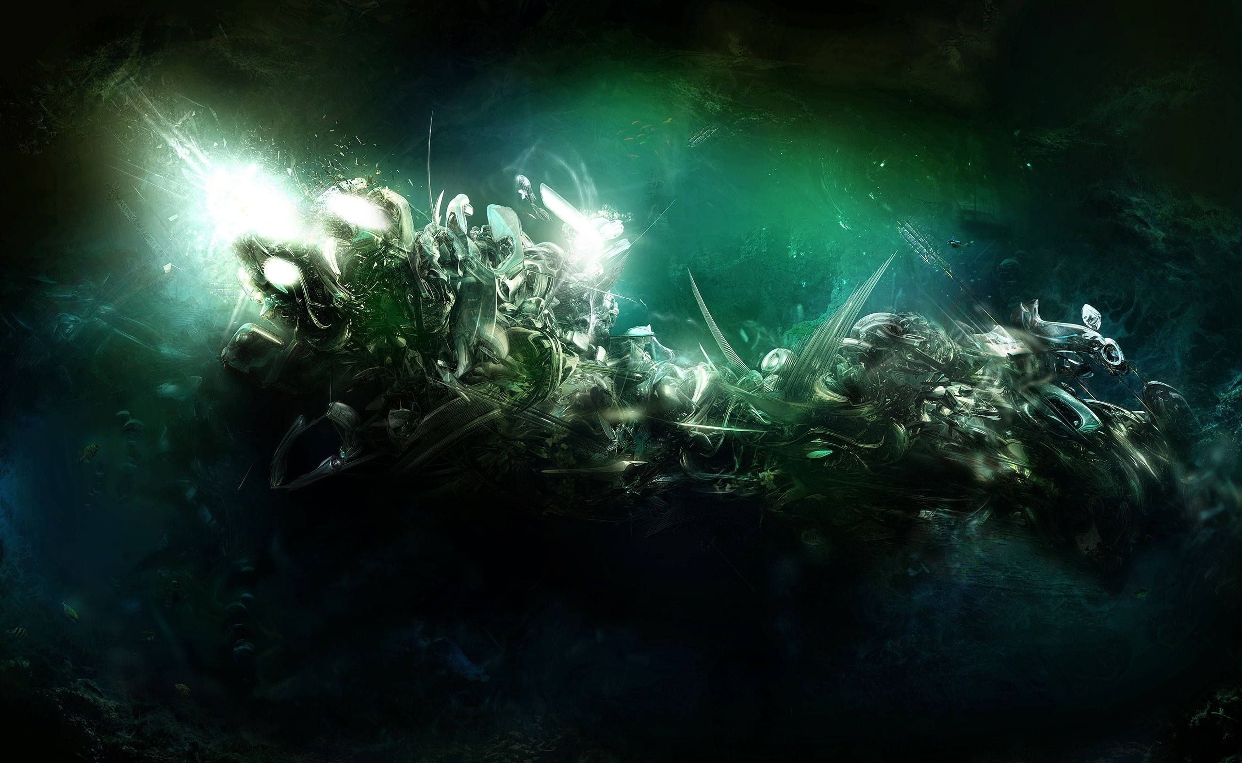 Background, Alien, 3D, no people, character, water, Abstract, group of animals, close-up, animal, Desktop, nature, large group of animals, Base, Fantasy, HD Wallpaper