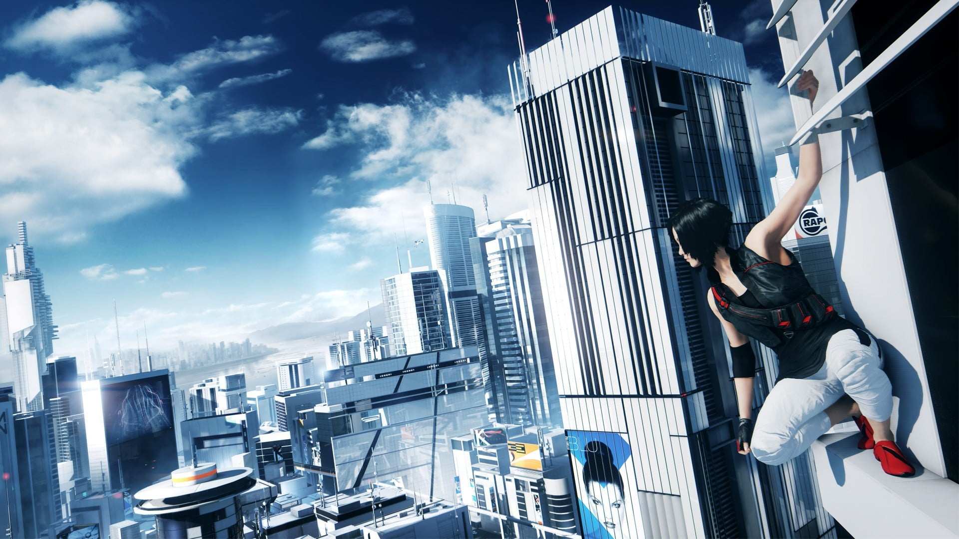 haired, Mirrors Edge, office Building, lifestyles, business, woman, architecture, skyscraper, young Adult, illustration, urban Skyline, urban Scene, city, HD Wallpaper