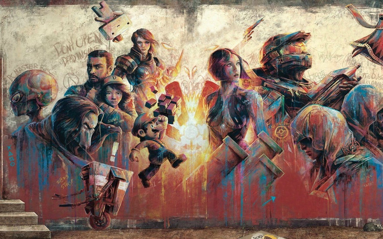 720P, mars, Assassins Creed, art, male likeness, group of people, Fez, creativity, wall - building feature, old, human representation, video games, real people, HD Wallpaper