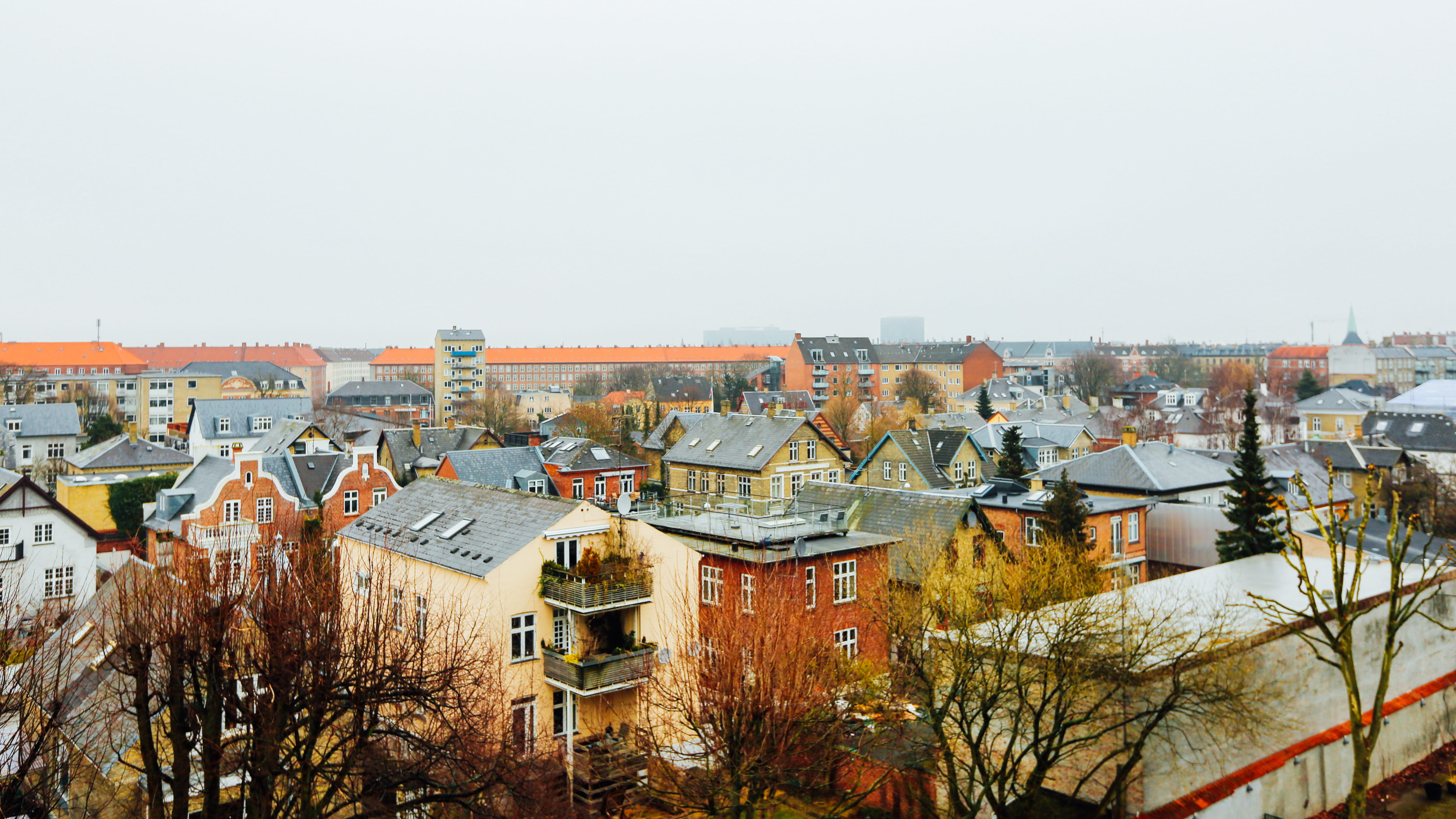 town, built structure, building, sky, house, copenhagen, townscape, high angle view, denmark, architecture, roooftop, row house, nature, no people, building exterior, HD Wallpaper