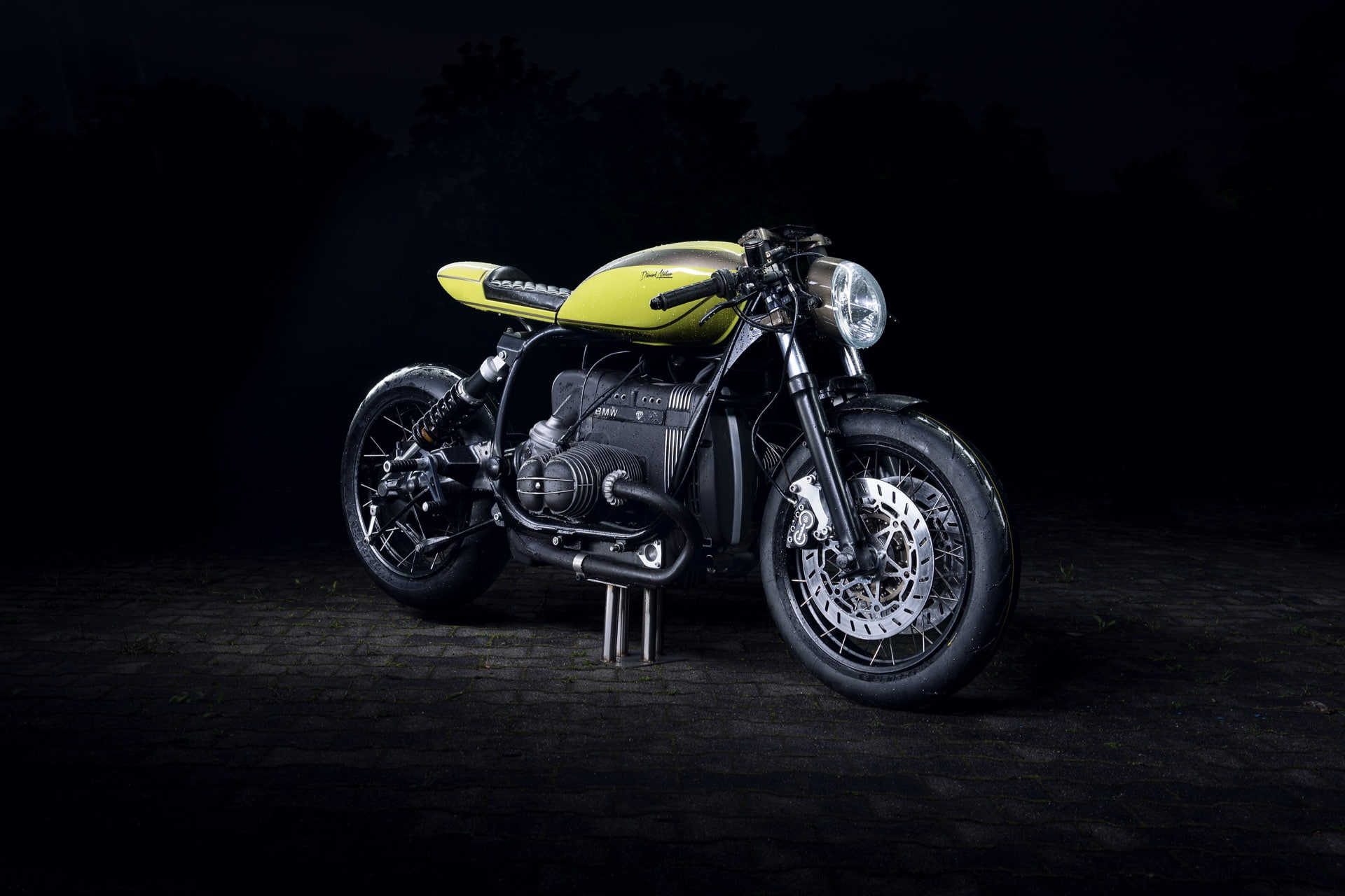 Cafe racer, city, no people, luxury, sports race, mode of transportation, indoors, 1080P, Diamond Atelier DA6, black color, transportation, land vehicle, HD Wallpaper