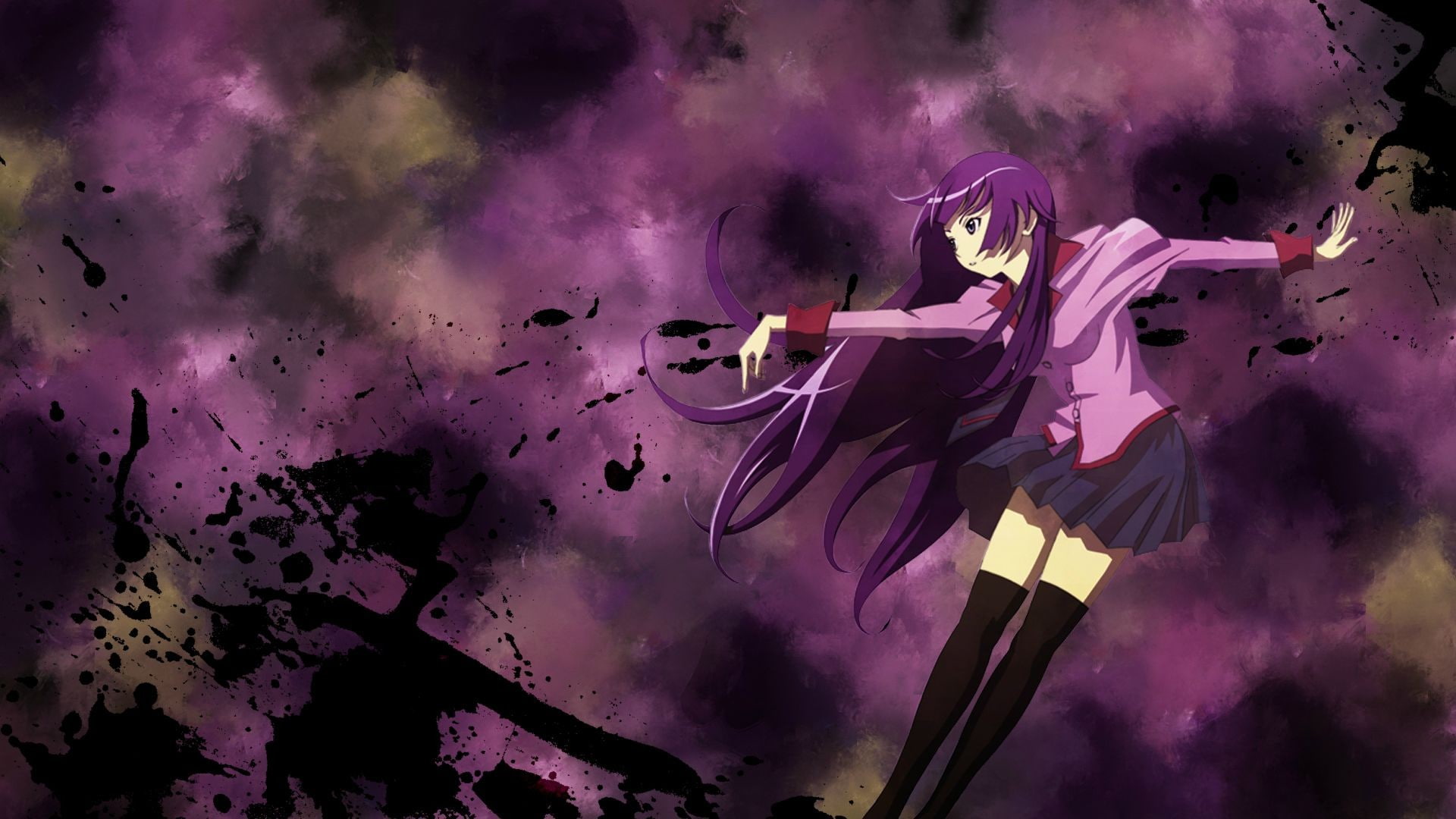 dry ice, performance, 1080P, one person, celebration, arts culture and entertainment, Monogatari Series, pink color, clothing, purple, illuminated, young adult, HD Wallpaper