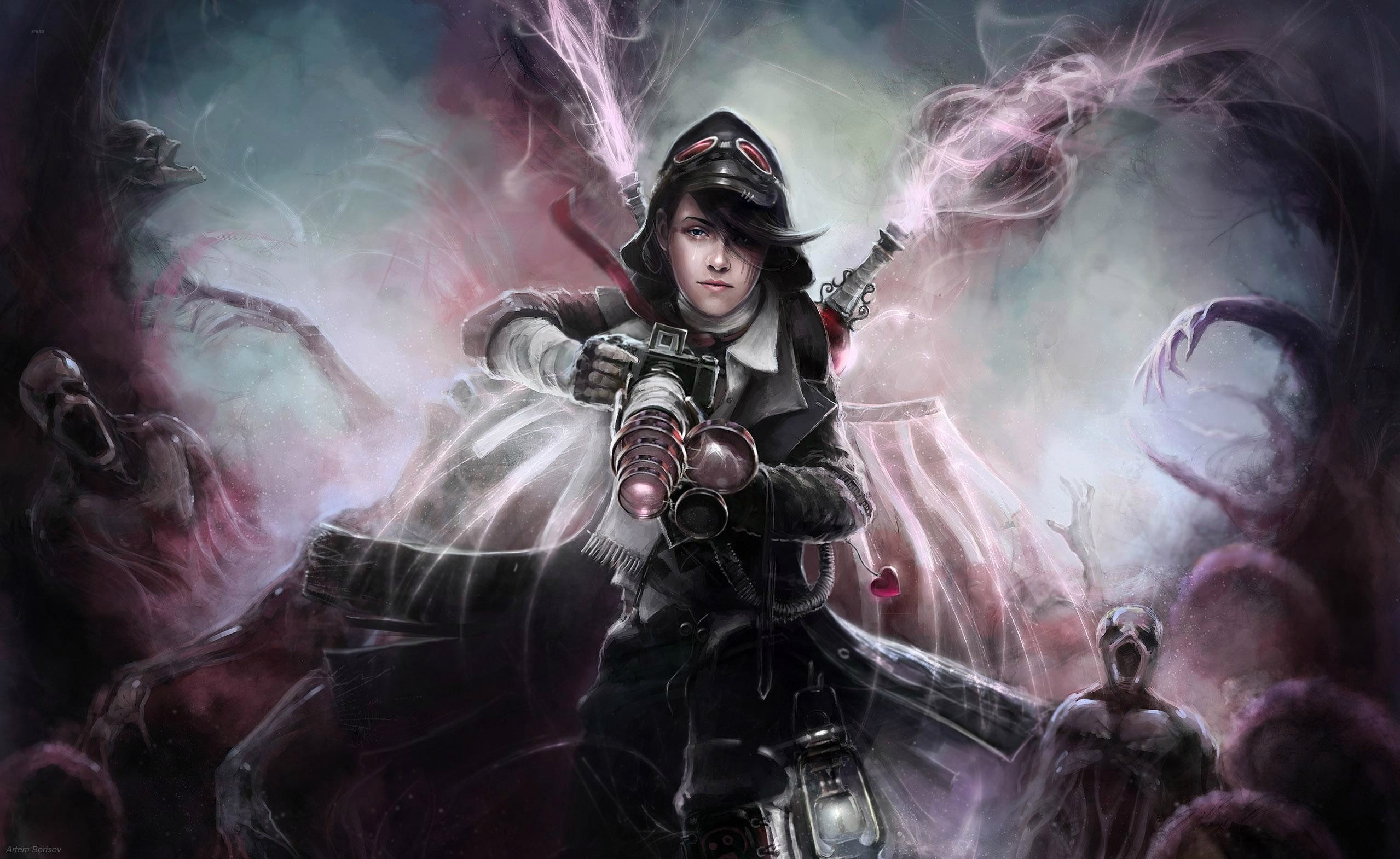 people, fantasy art, women, portrait, military, indoors, architecture, conflict, activity, weapon, waist up, smoke - physical structure, government, clothing, HD Wallpaper