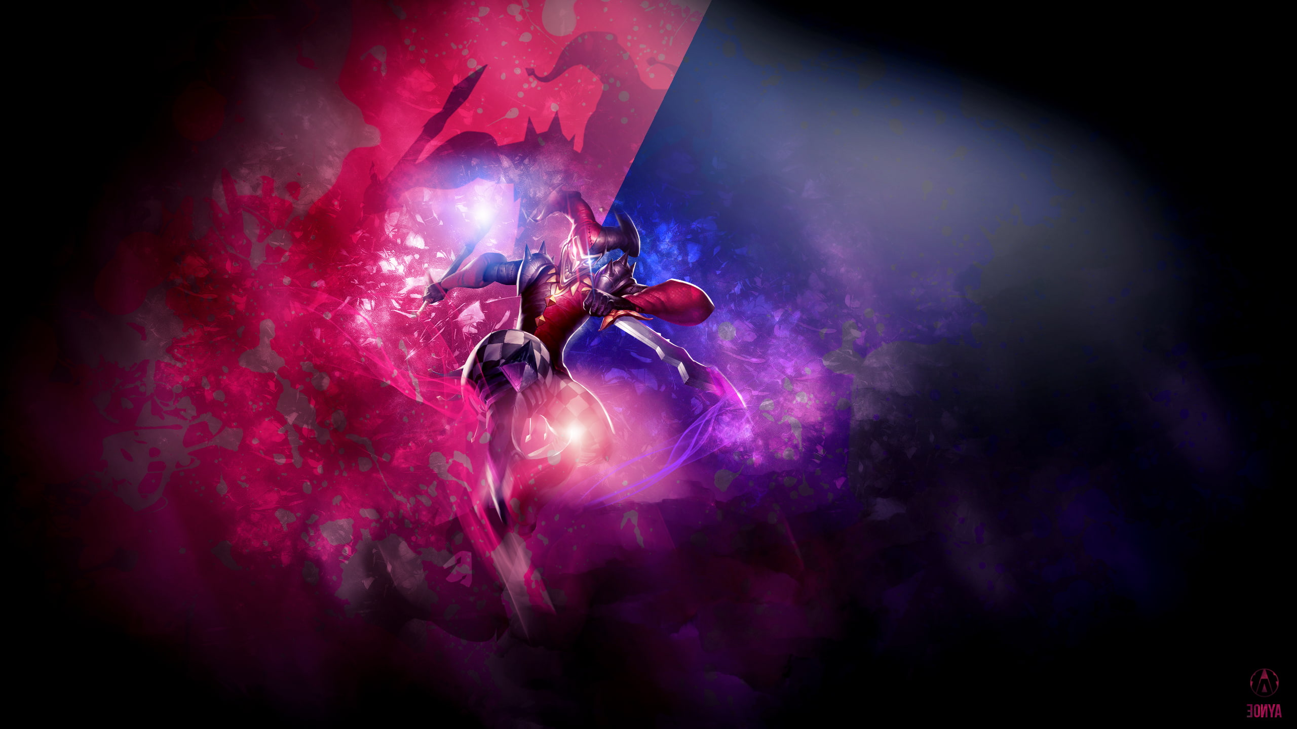 indoors, lighting equipment, dry ice, nightlife, League Of Legends, night, arts culture and entertainment, 2K, music, people, Shaco, purple, smoke - physical structure, HD Wallpaper