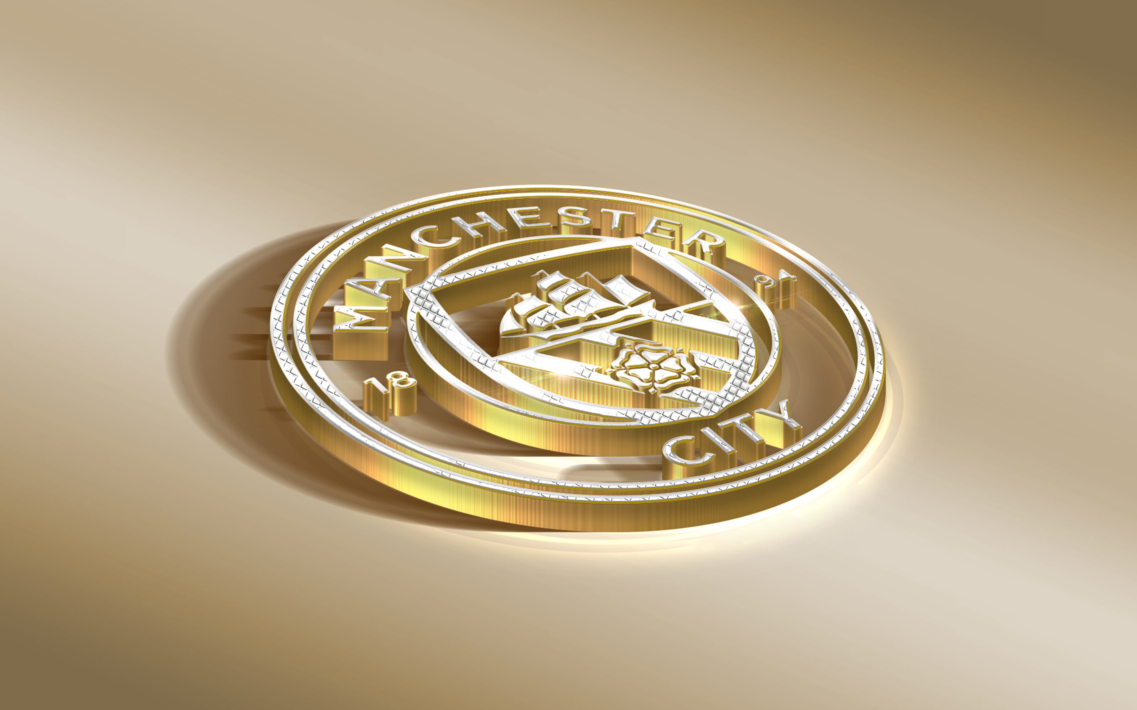 4K, Soccer, Manchester City F.C., Emblem, Logo, HD Wallpaper