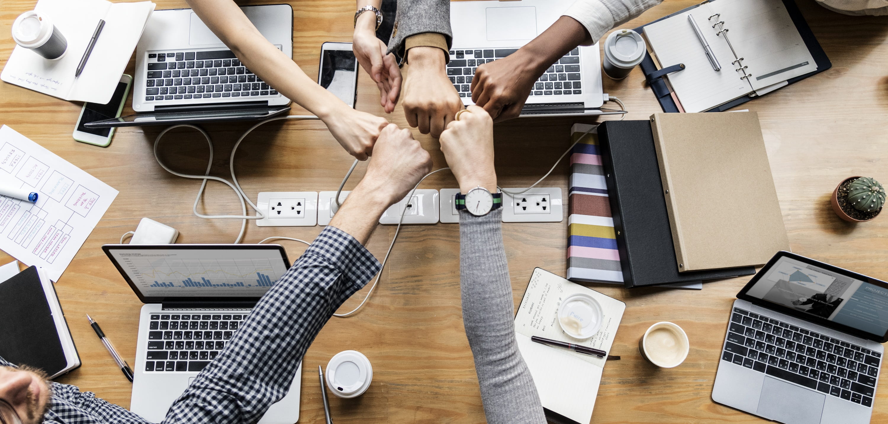 deal, startup, new business, agreement, laptop, friendship, support, cooperation, collaboration, group, 2K, working, meeting, entrepreneur, hands, fist, HD Wallpaper