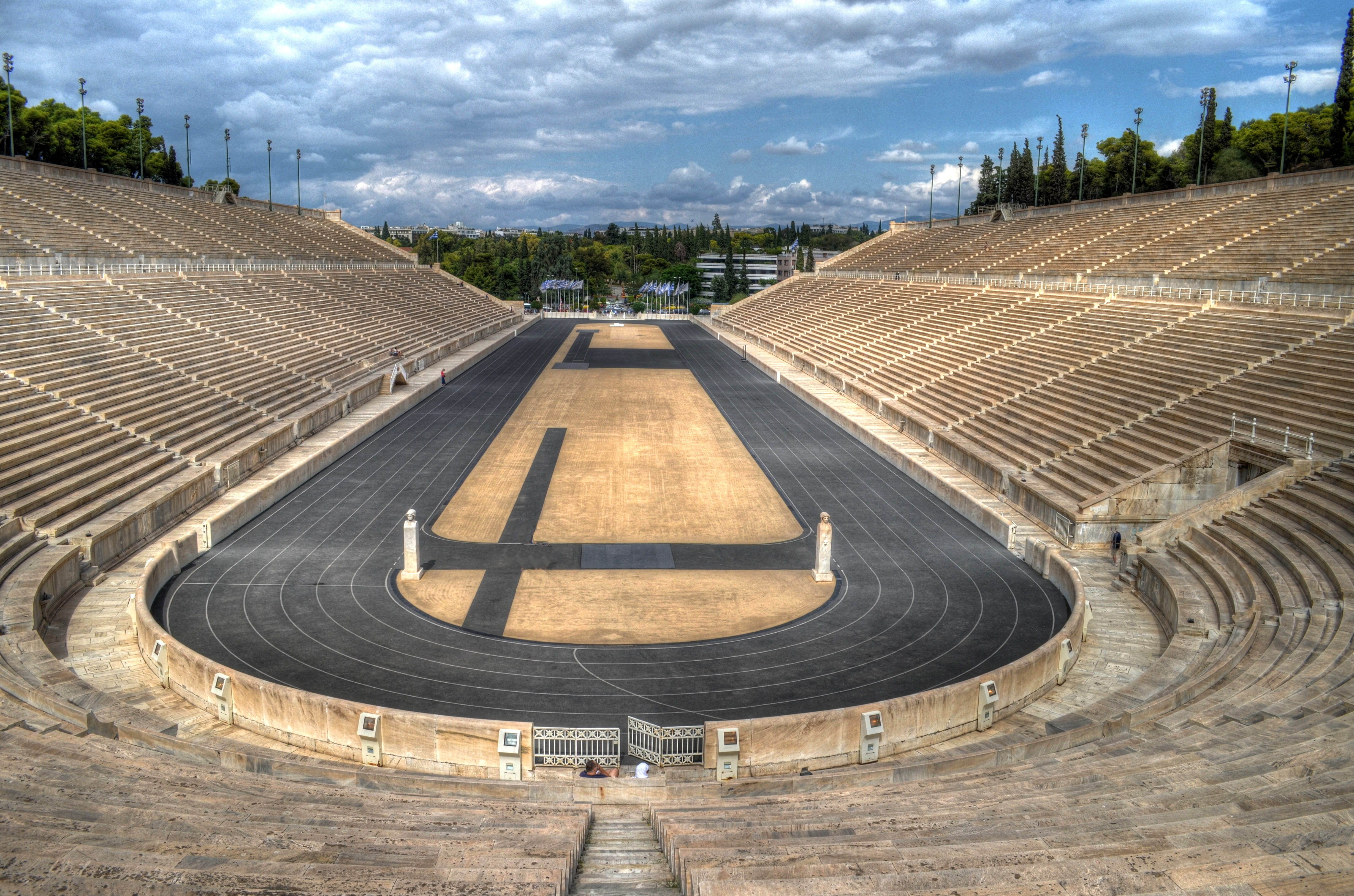 sky, greece, stadium, the way forward, built structure, outdoors, forum, the past, nature, cloud - sky, holiday, empty, 4K, day, architecture, olympic, HD Wallpaper