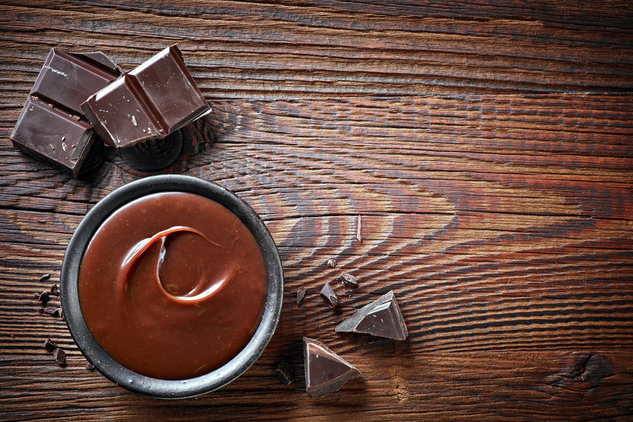 chocolate, wooden surface, food, sweets, 1080P, HD Wallpaper