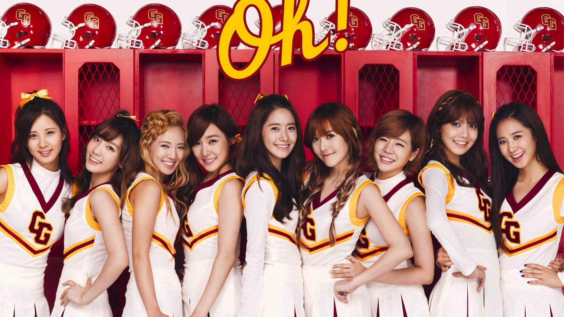 wavy hair, looking at viewer, 1080P, Jessica Jung, pigtails, Kim Taeyeon, Tiffany Hwang, redhead, K-pop, Seohyun, knot, women, long hair, Im Yoona, twintails, HD Wallpaper