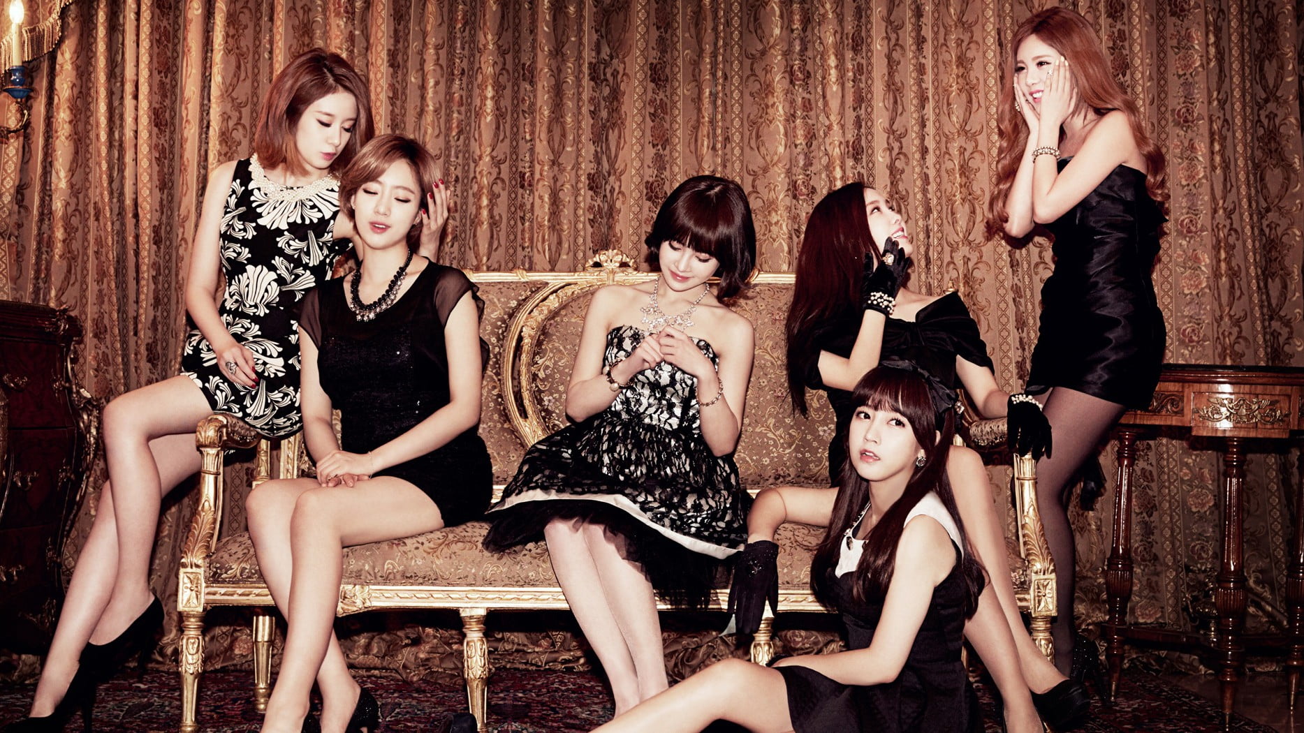 adult, indoors, 720P, group of people, Asian, high heels, women, dress, wavy hair, clothing, short hair, young adult, night, looking away, T-ara, celebration, HD Wallpaper