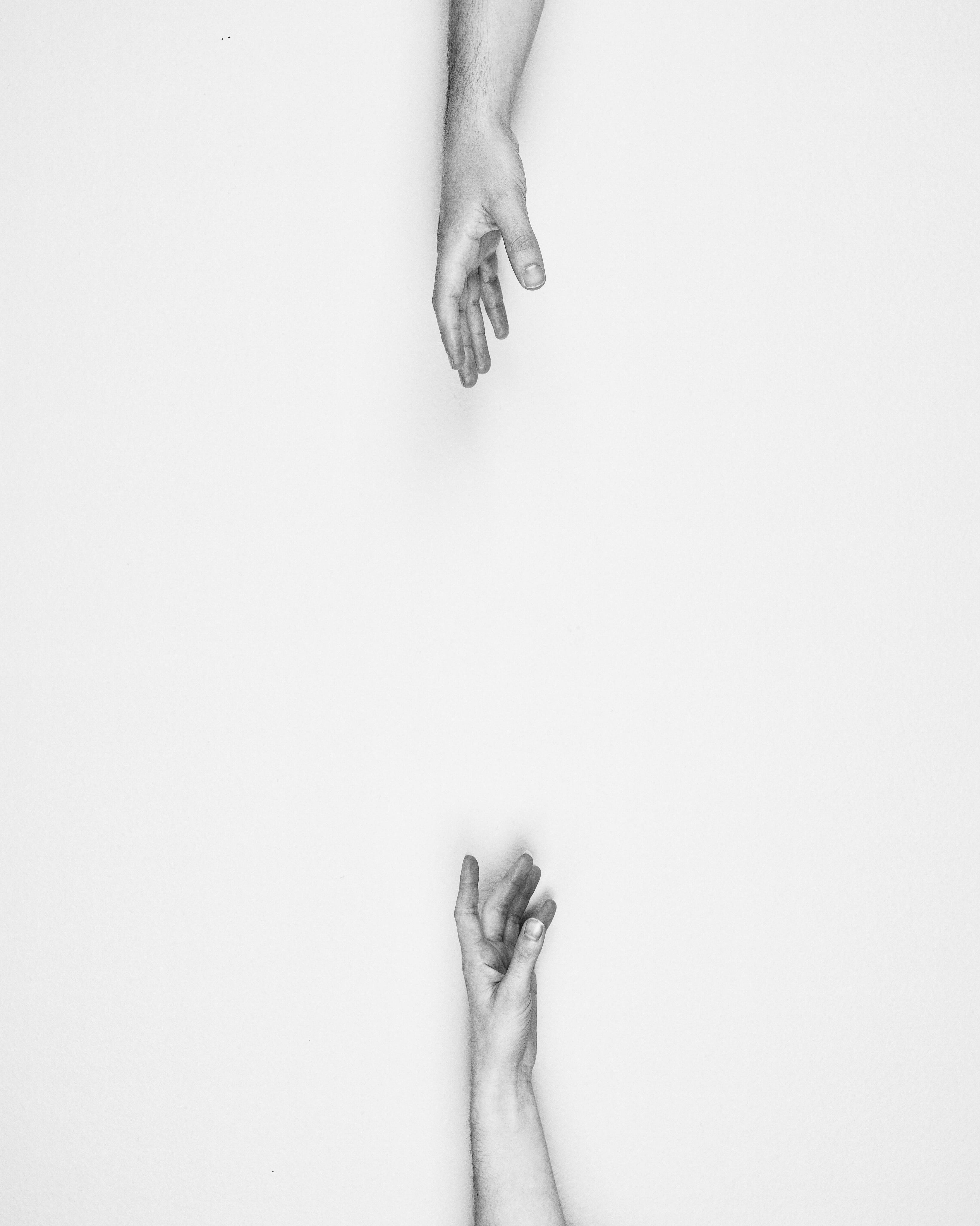 one person, sad, indoors, white background, human leg, hand, reach out, human limb, arms raised, distance, human foot, hands, 4K, real people, human arm, Phone HD Wallpaper