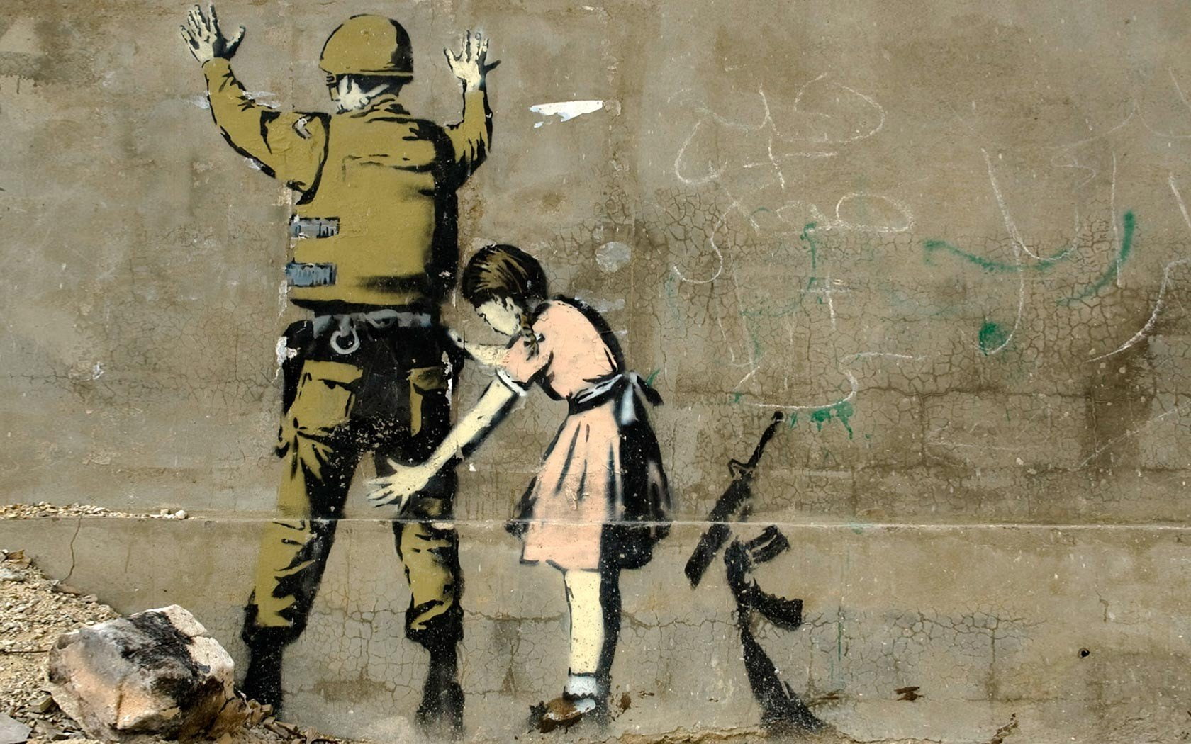 Graffiti, Banksy, 720P, children, HD Wallpaper
