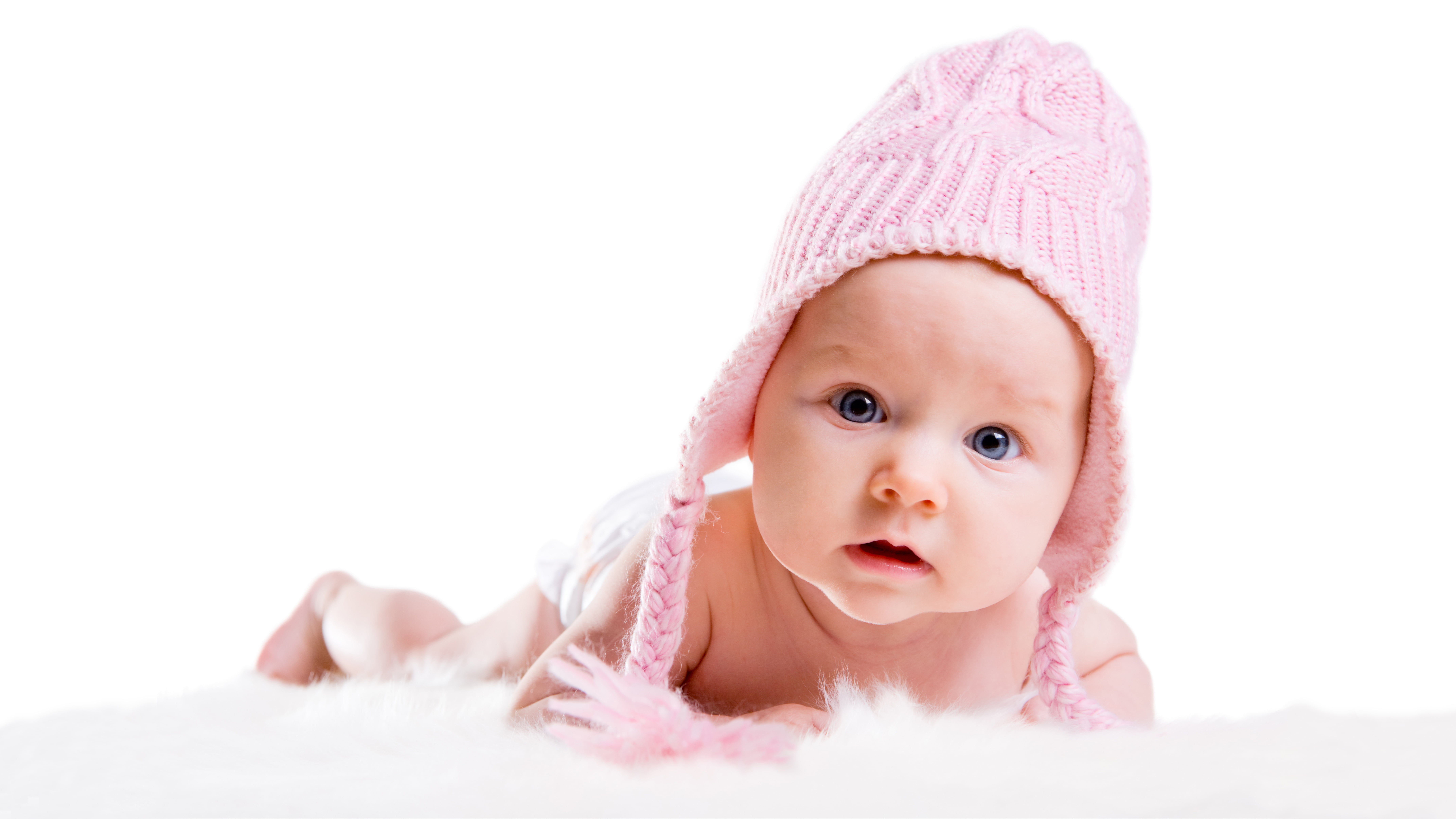 clothing, human Face, mouth, cheerful, looking, facial Expression, baby, infant, blue Eyes, innocence, new Life, knit hat, babyhood, child, ear, towel, HD Wallpaper