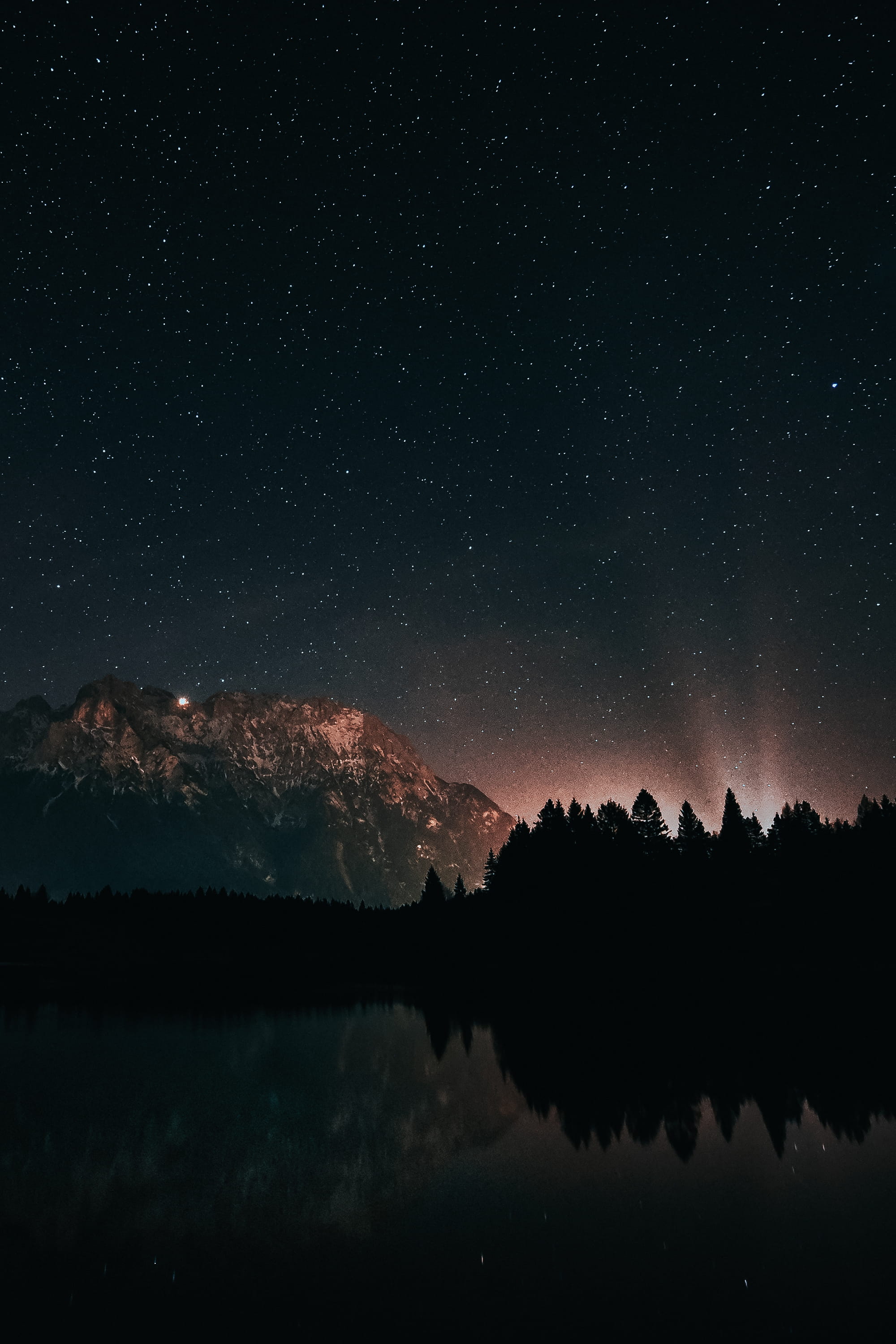 dark, space, outdoors, milky Way, star Shape, silhouette, still, scenery, red, nature, illuminated, star - Space, lake, starry night, blue, star Field, Phone HD Wallpaper
