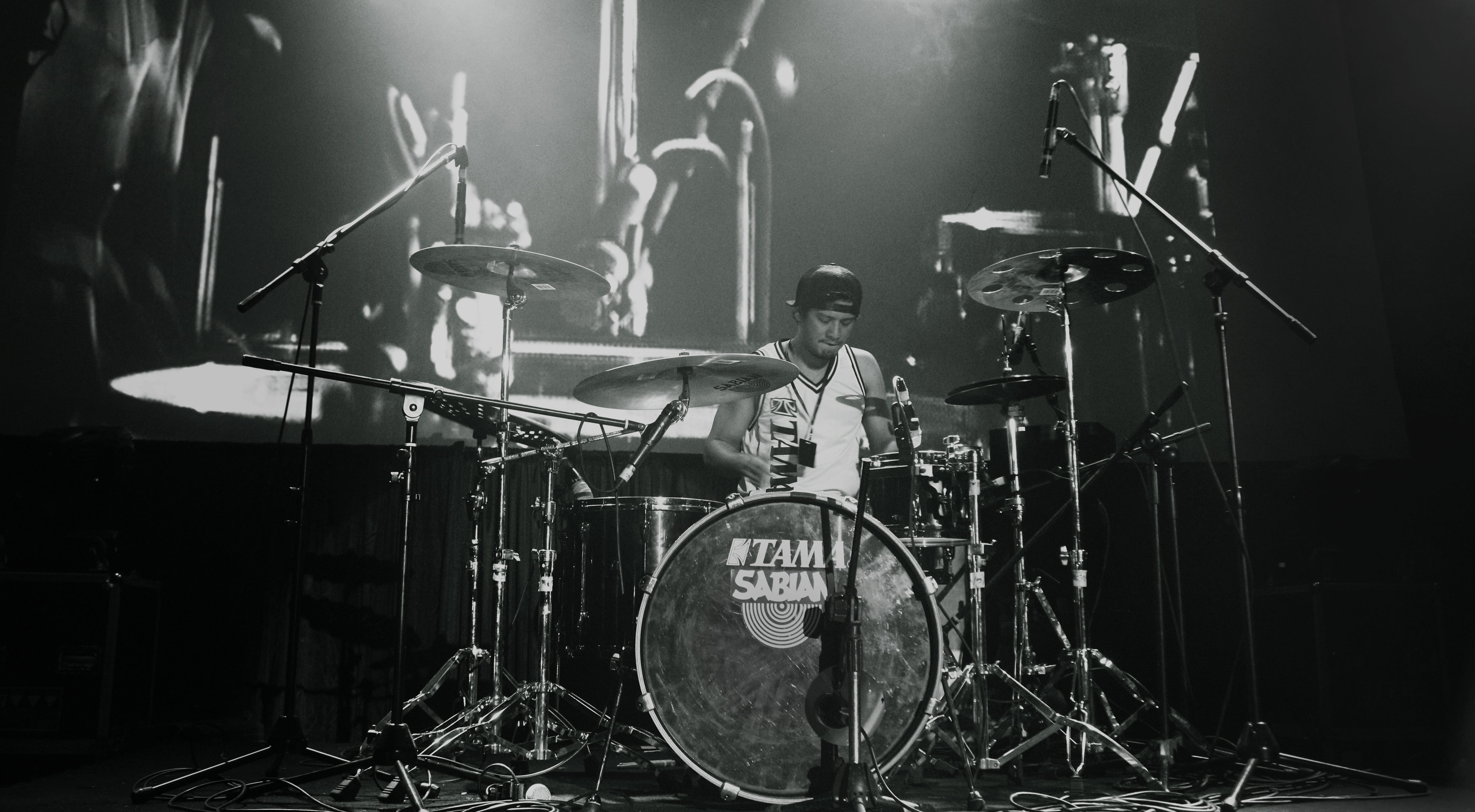 man, musician, indoors, popular Music Concert, playing, event, performance, music festival, people, cymbal, input device, stage, nightlife, festival, eno, HD Wallpaper