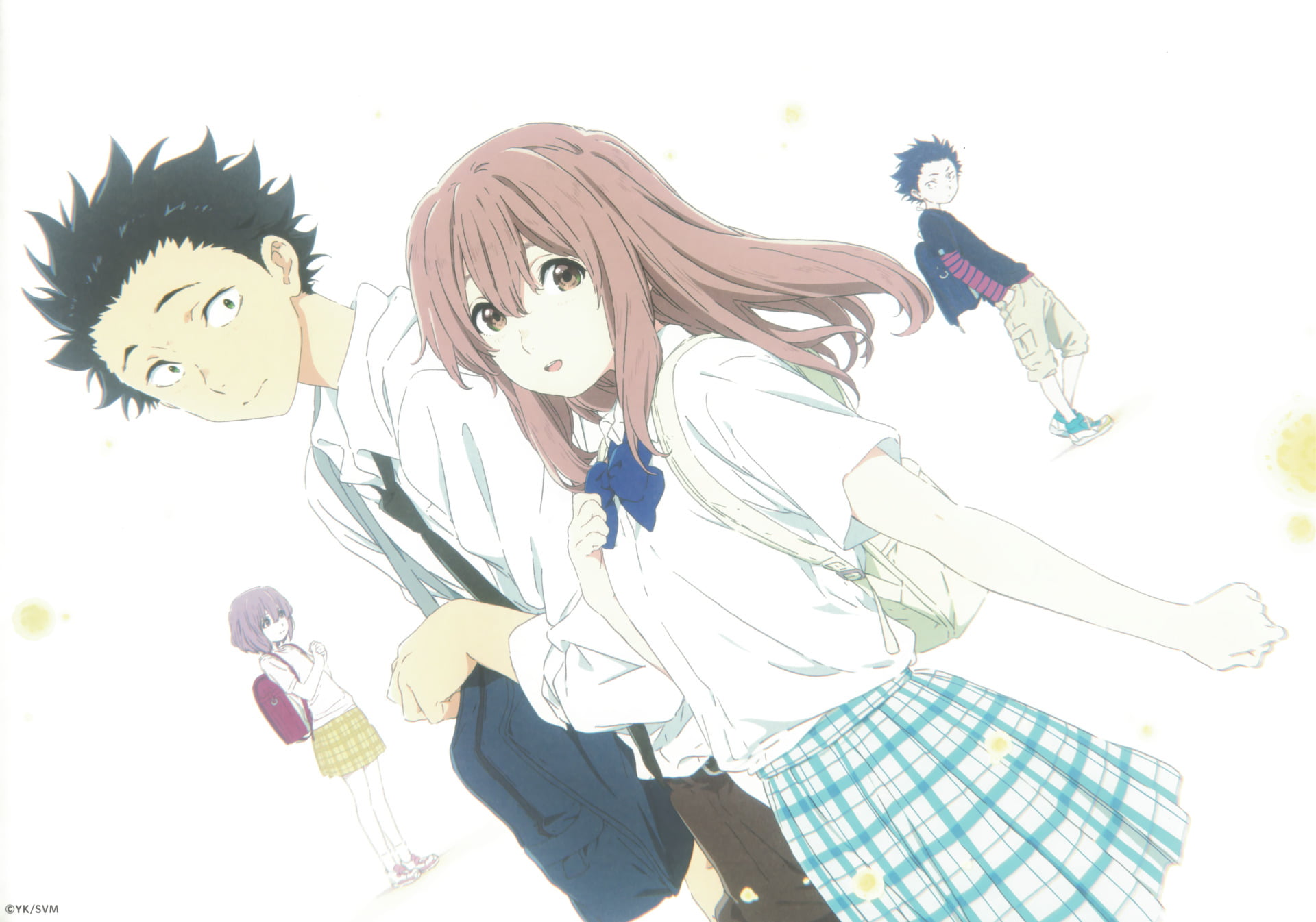looking at camera, 1080P, cut out, female likeness, Anime, creativity, indoors, young women, studio shot, front view, casual clothing, A Silent Voice, HD Wallpaper