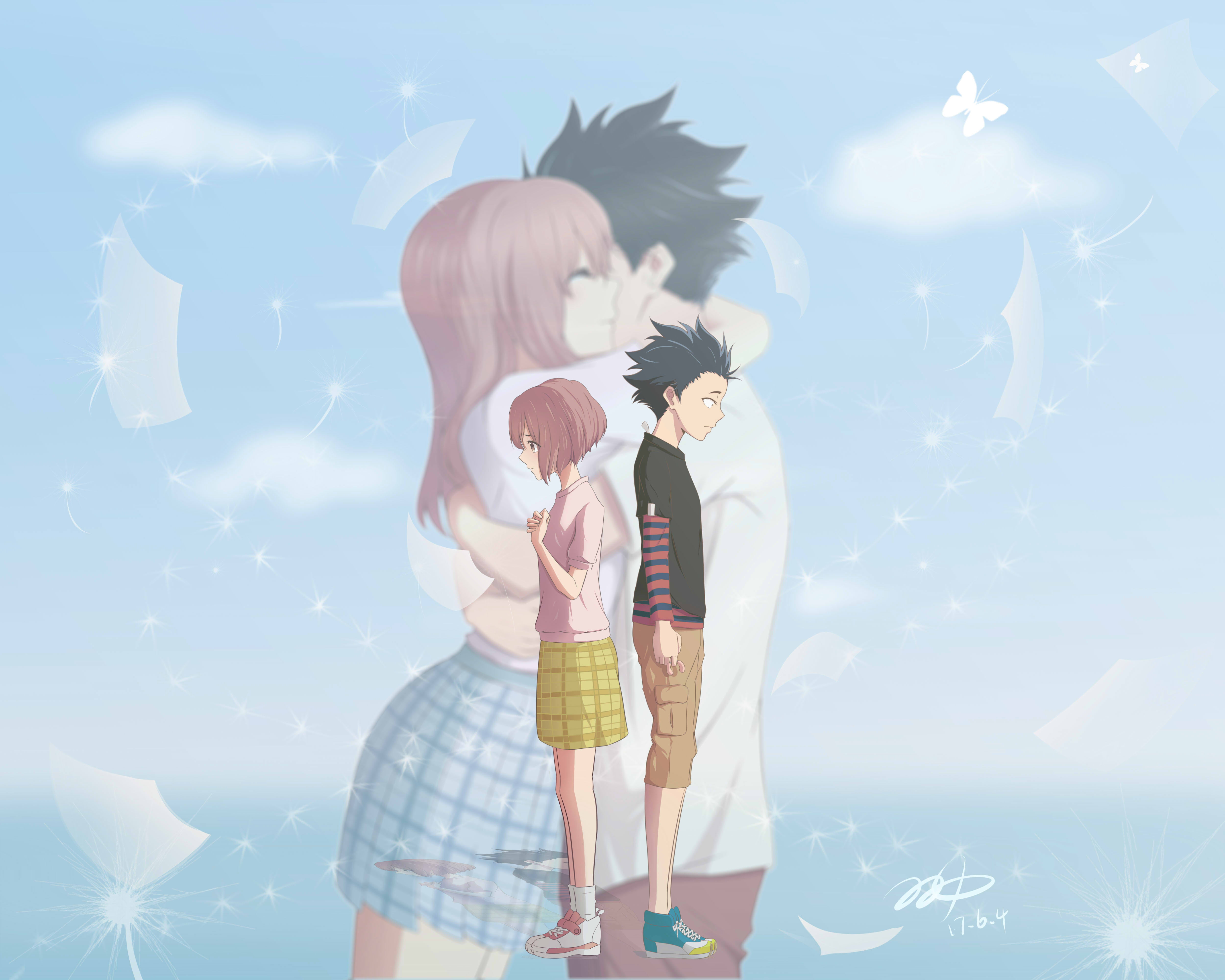 Koe No Katachi, 4K, Shouko Nishimiya, Anime, Shouya Ishida, HD Wallpaper