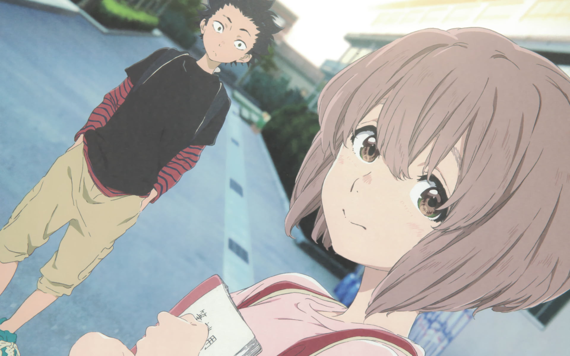 1080P, Shouko Nishimiya, Shouya Ishida, sunlight, nature, representation, outdoors, sculpture, craft, focus on foreground, Koe No Katachi, art and craft, HD Wallpaper